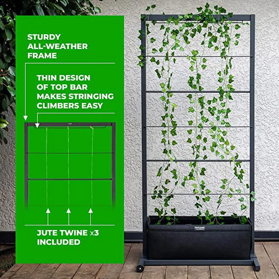 Outland Living Trellis Garden 31.3x 66Black Powder Coated Steel Vertical Trellis