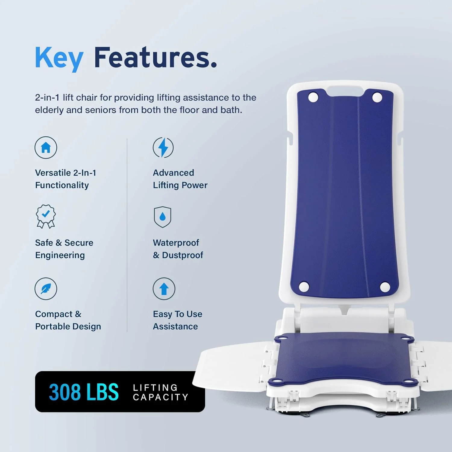 AYDMED 2-in-1 Electric Lift Chair, 308lbs Capacity, Waterproof