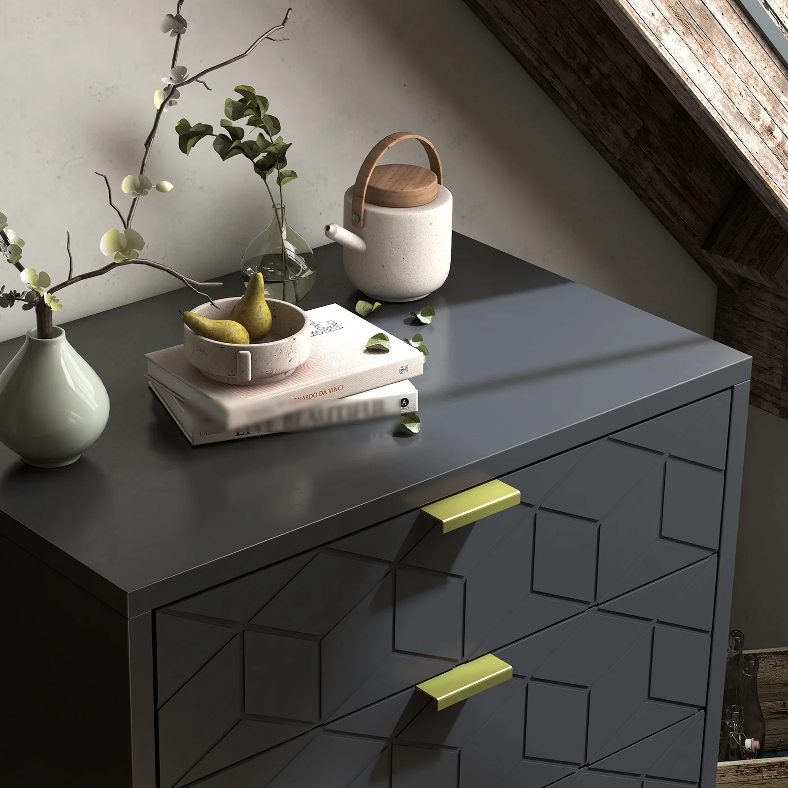 3 Drawer Dresser for Bedroom, Modern Chest of Drawers with 3 Drawers, Tall Nightstand with Metal Base and Metal Handles, Storage Cabinet for Bedroom, Hallway, 15.7"D x 23.6"W x 24.8"H