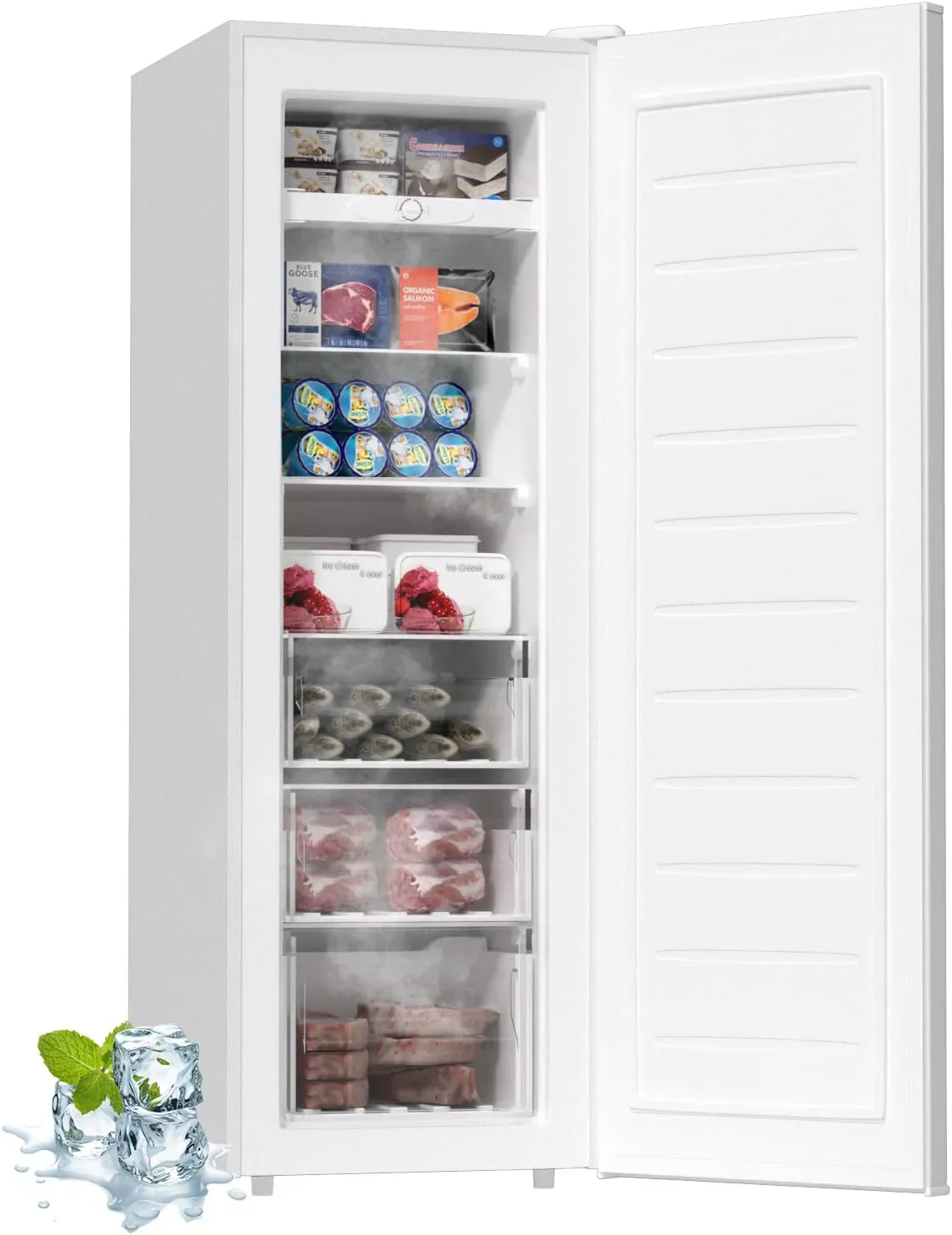 BANGSON Upright Freezer 7.0 Cu.ft Stand Up Freezer Convertible Upright Freezer/Refrigerator