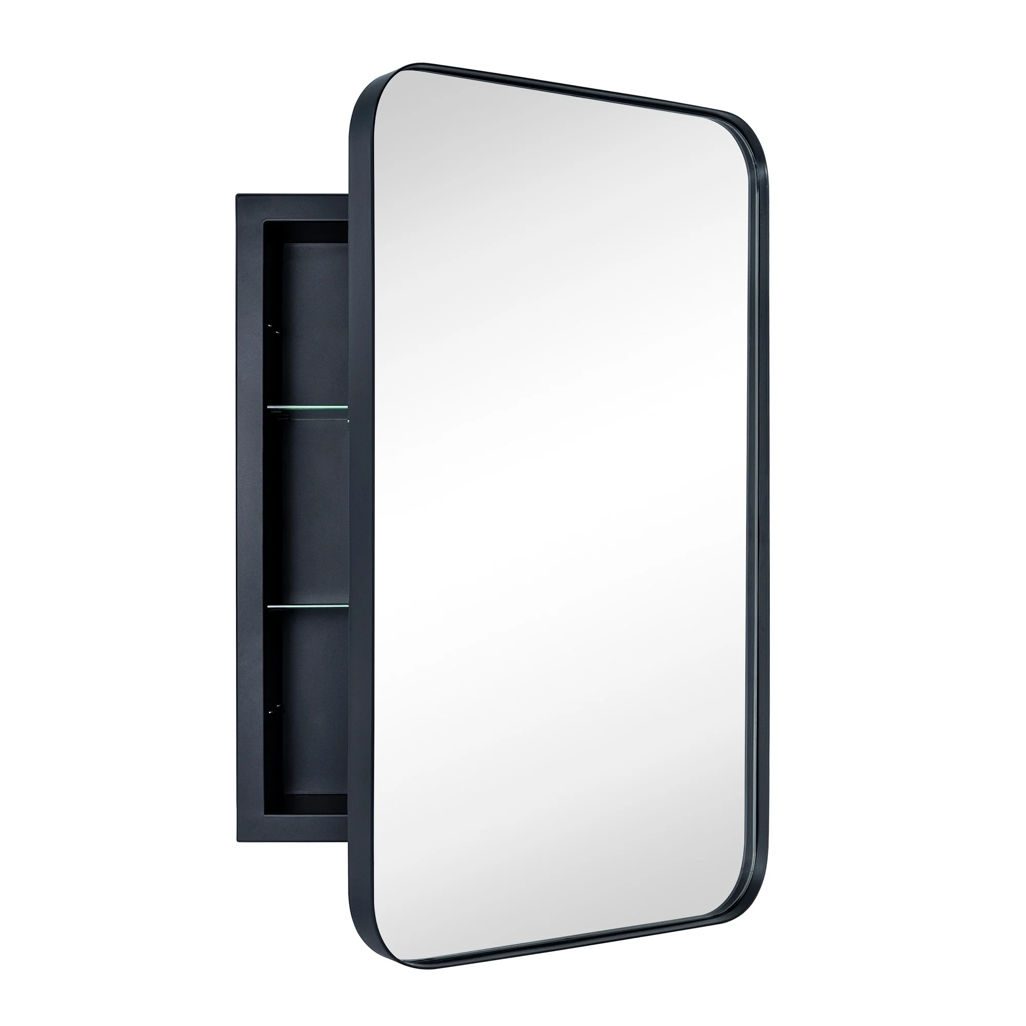 TEHOME WH Recessed Framed Medicine Cabinet with Mirror and Adjustable Shelves 16" x 24" - Chrome