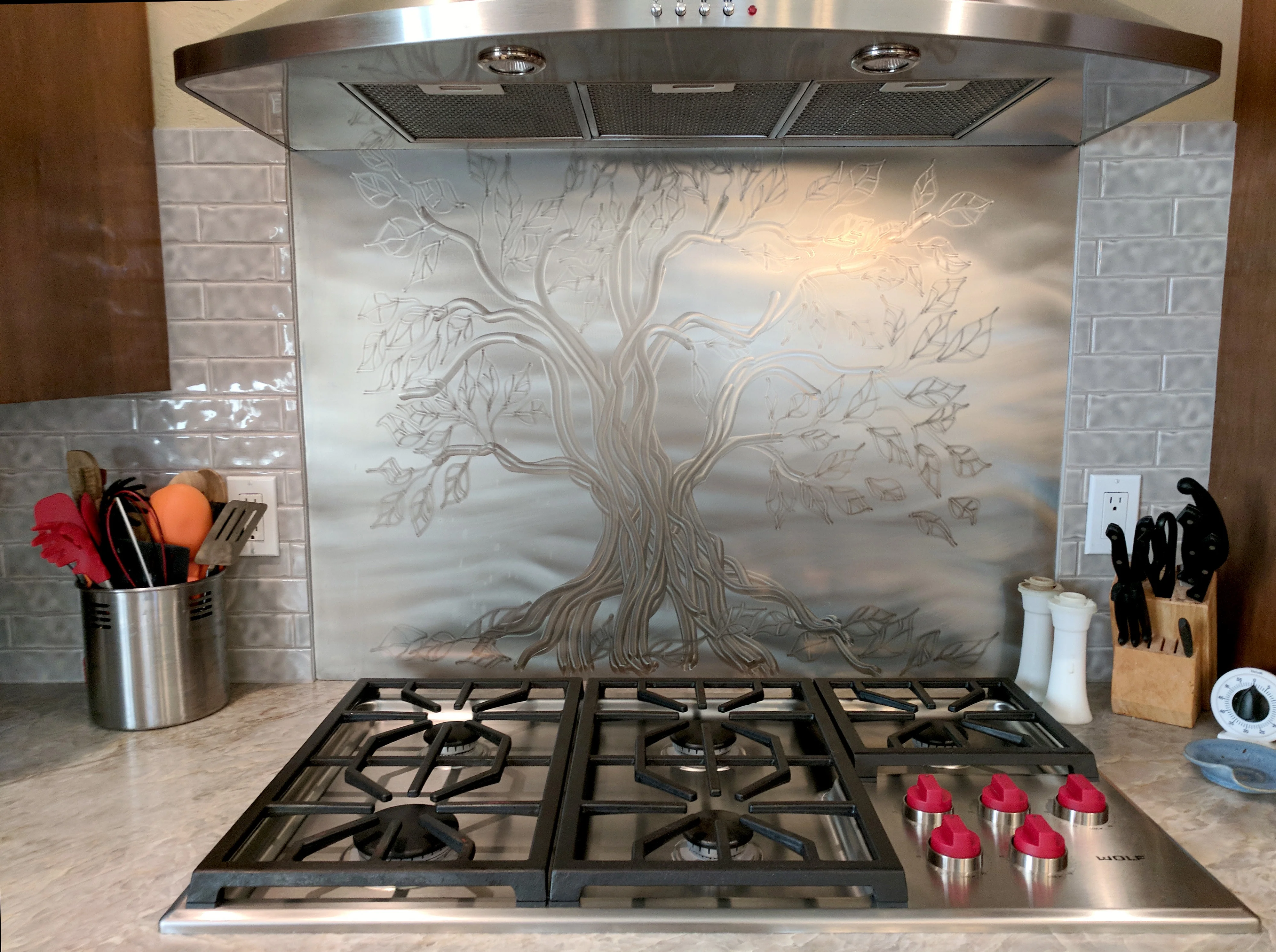 Tree of Life Decorative Stainless Steel Kitchen Backsplash 24″ x 30″
