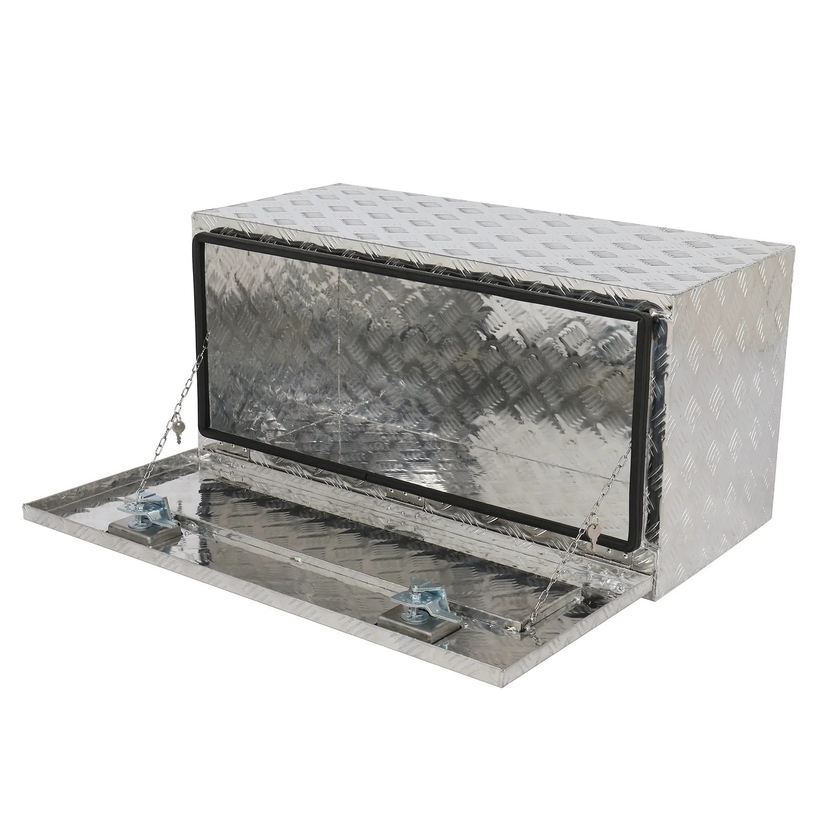 GZXS 36" Aluminum Storage Box Truck Underbody Toolbox Trailer RV Tool Heavy Duty Aluminum Tool RV ATV Trailer Storage Boxes W/Locks Keys Silver (36" x 18" x 17")