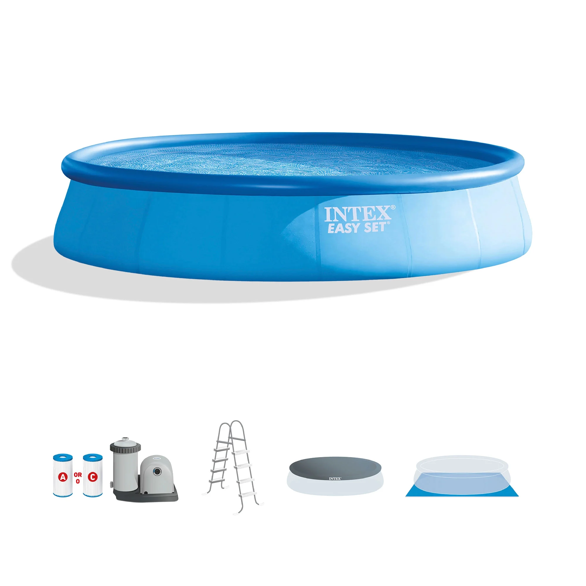 Intex 18′ x 48″ Inflatable Outdoor Pool Set with Filter Cartridges (6 Pack)