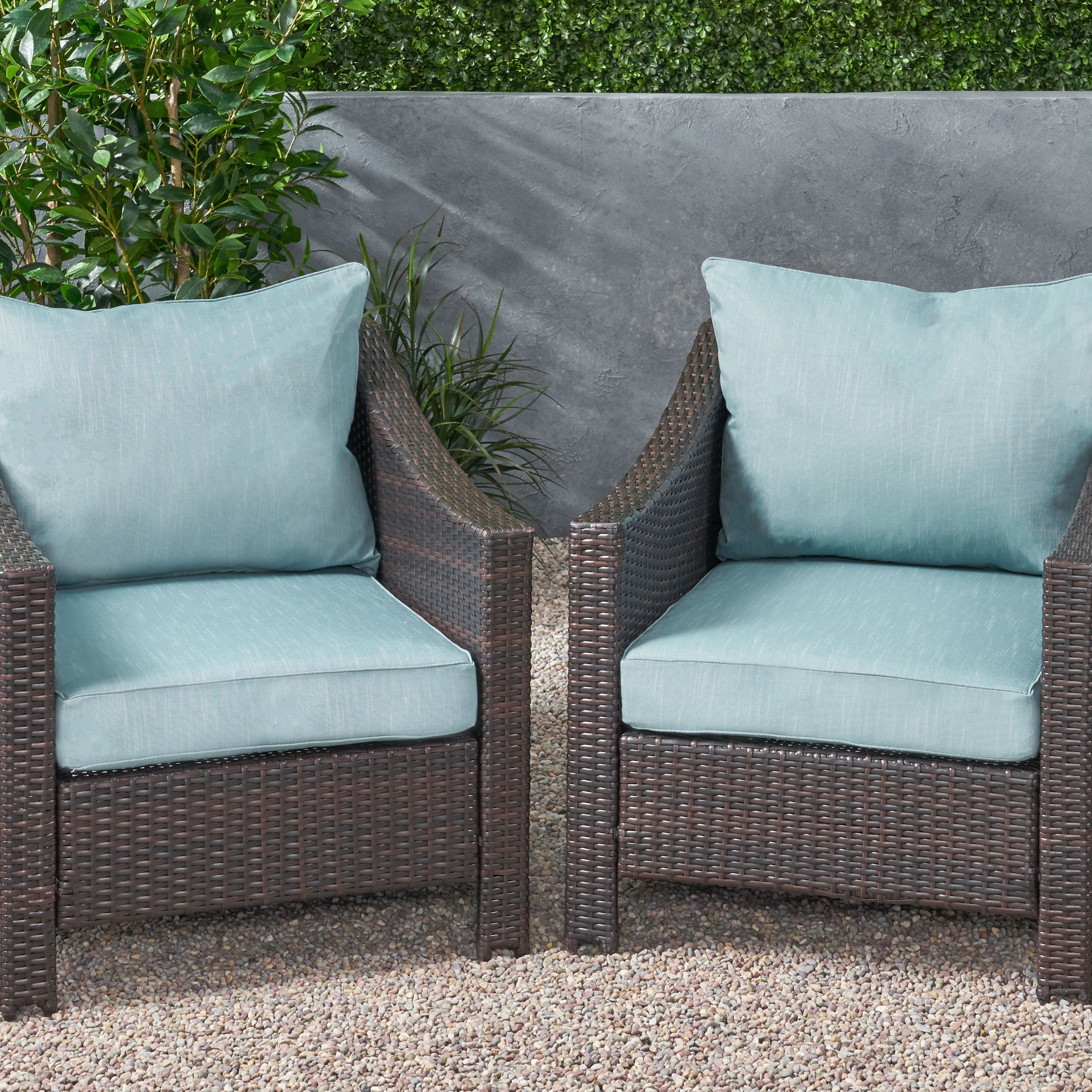 Noble House 23.50"x 27.00" White Rectangle Chair Outdoor Seating Cushions (2 Pack)