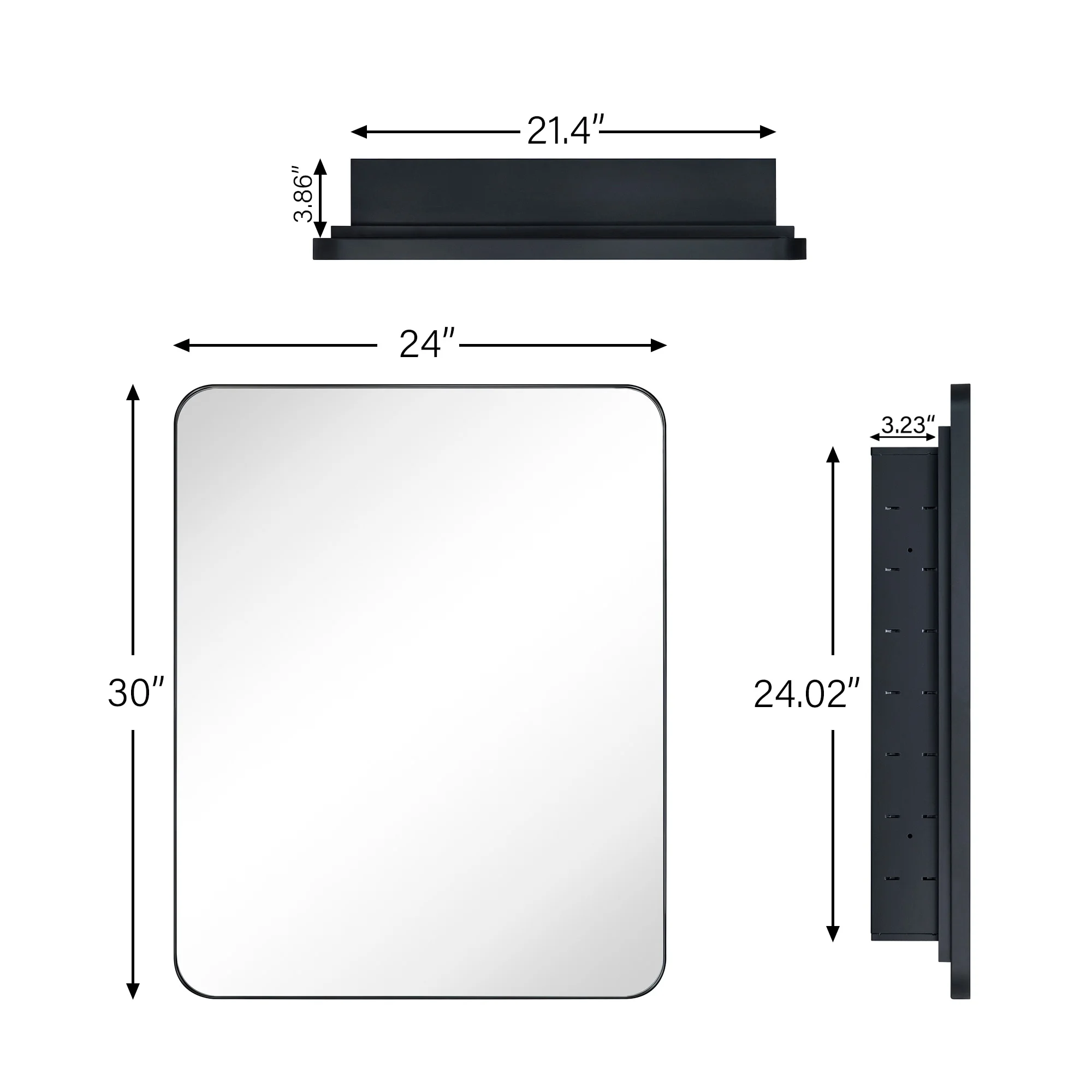 TEHOME WH Recessed Framed Medicine Cabinet with Mirror and Adjustable Shelves 16" x 24" - Chrome