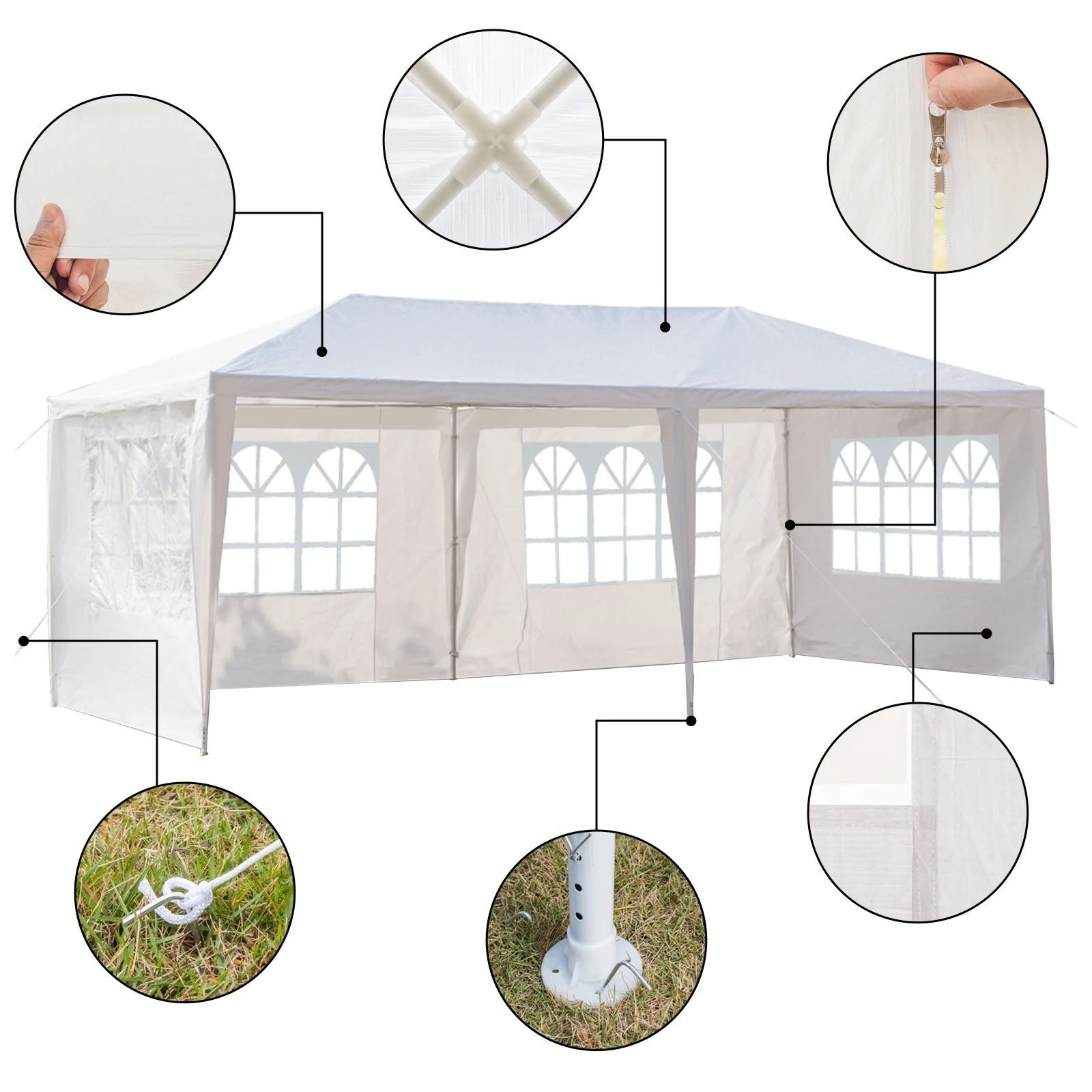 Ktaxon 10' X 20' Canopy Tent with 6 Side Walls for Party Wedding Camping and BBQ