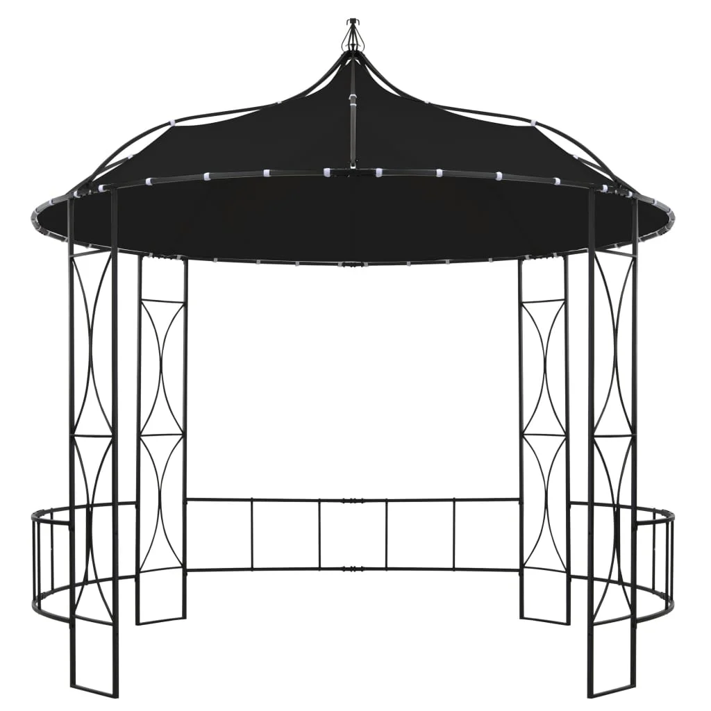vidaXL Outdoor 9.8 x 9.5 Round Canopy Pavilion, UV & Water-Resistant, White & Black