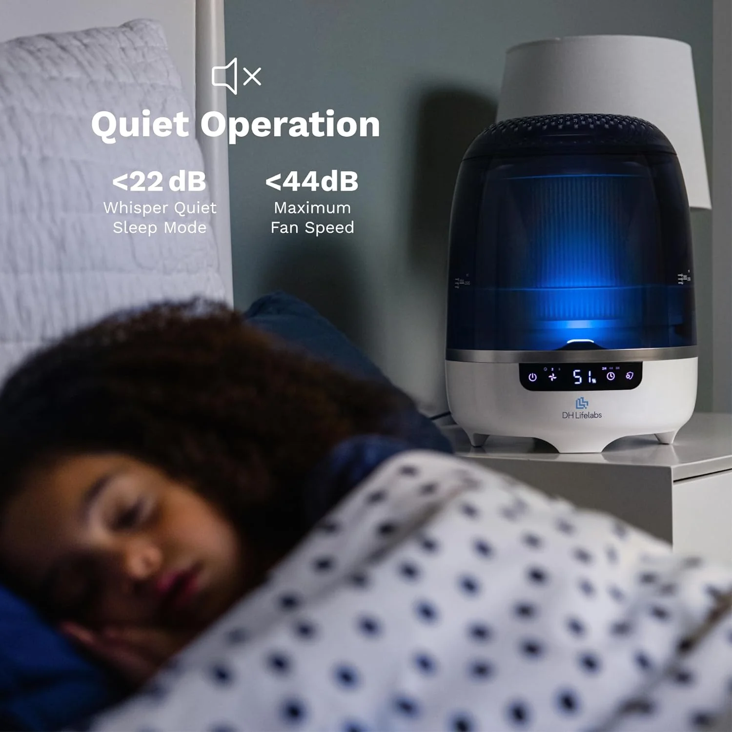 Bedroom Evaporative Humidifier, Humidifier and Air Purifier in One, with HOCL Generator, Mildew Remover, Pet Smoking Odor Eliminator, 538 Square Feet, Blue