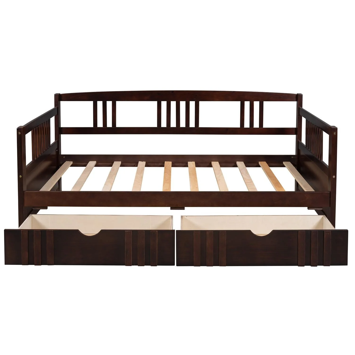 Twin Size Daybed Wood Bed with Two Drawers, Solid Wood Captains Bed Sofa Bed Frame for Kids/Teens/Adults, No Box Spring Required, Espresso 78.6''L x 41.2''W x 34''H