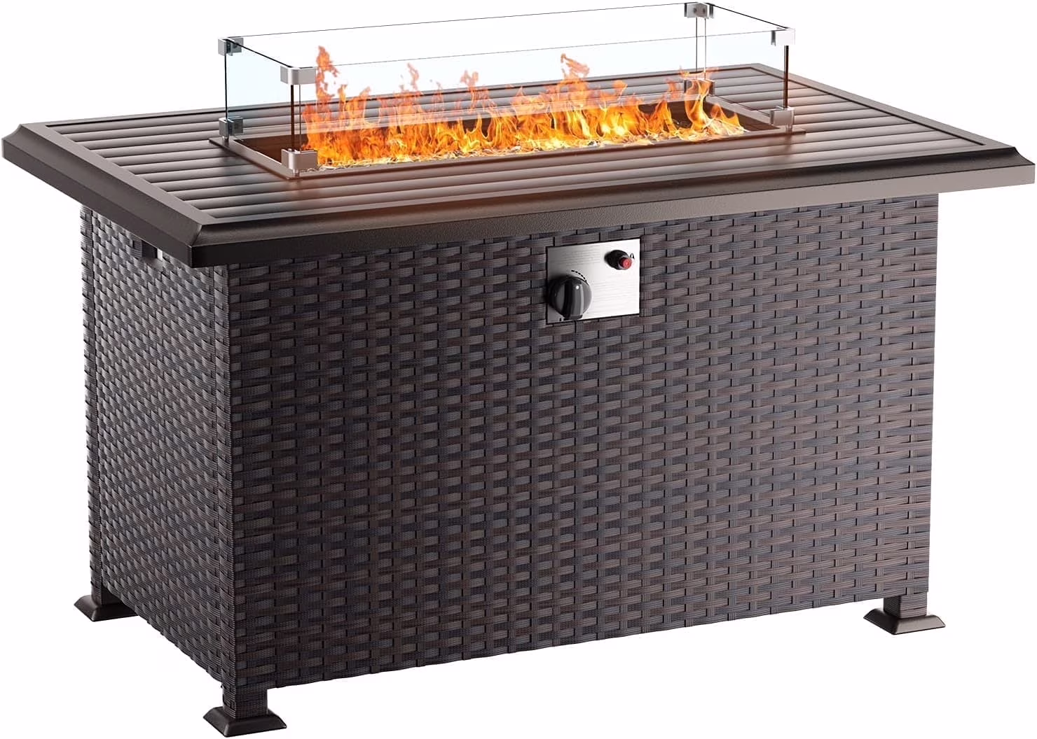 ALAULM 43" x 27.6" Propane Gas Fire Pit Table with Adjustable Flame