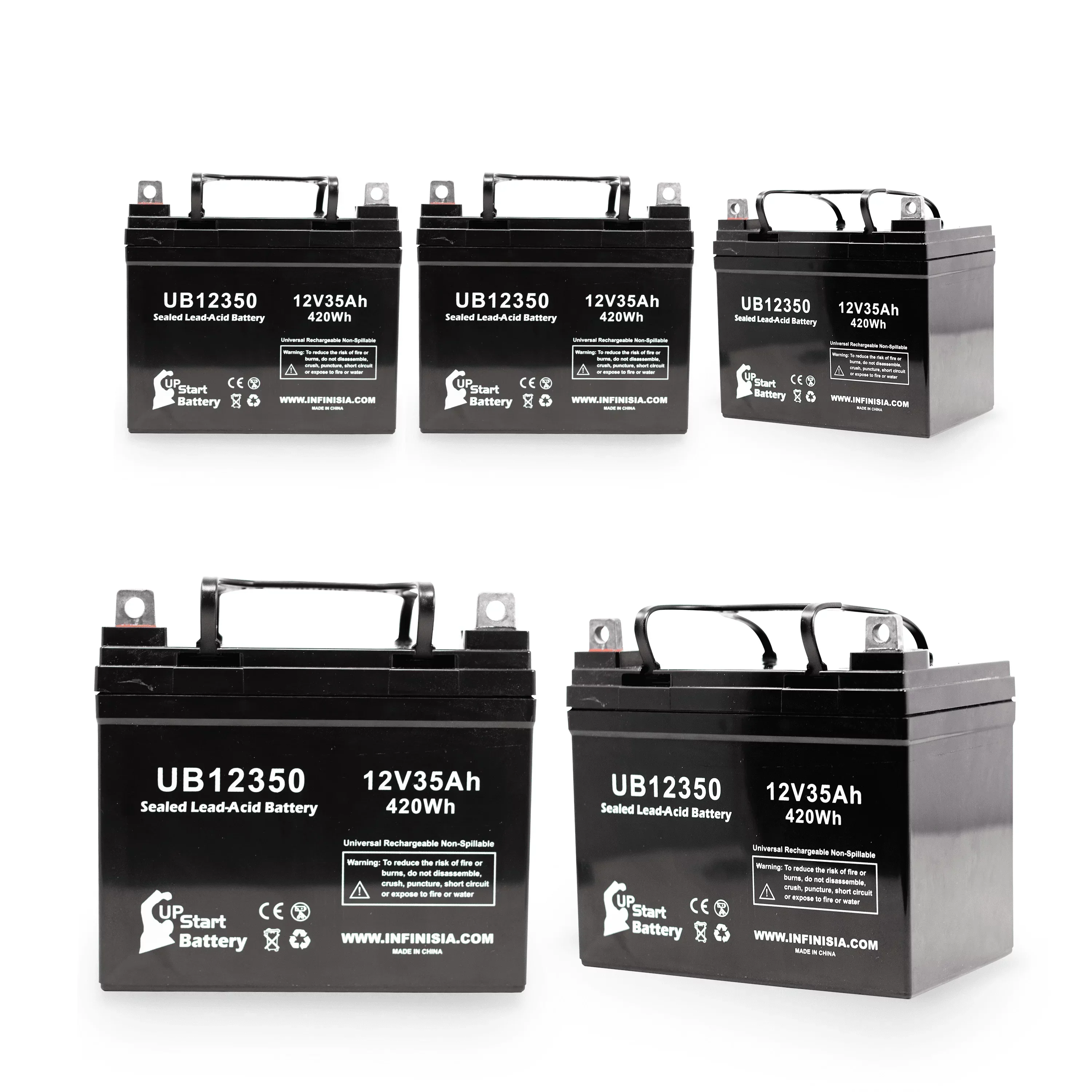 UpStart Battery Sealed Lead Acid Replacement Battery for Imc Heartway Escape H - UB12350, 12V 35Ah 35000mAh L1 Terminal, 5 Pack