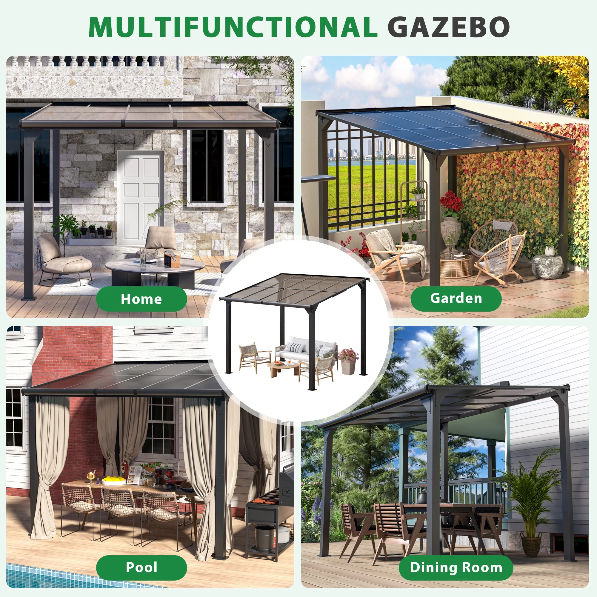 Jaxpety 14 x 10 ft. Hardtop Gazebo Outdoor Awnings for Patio, Backyard, Porch