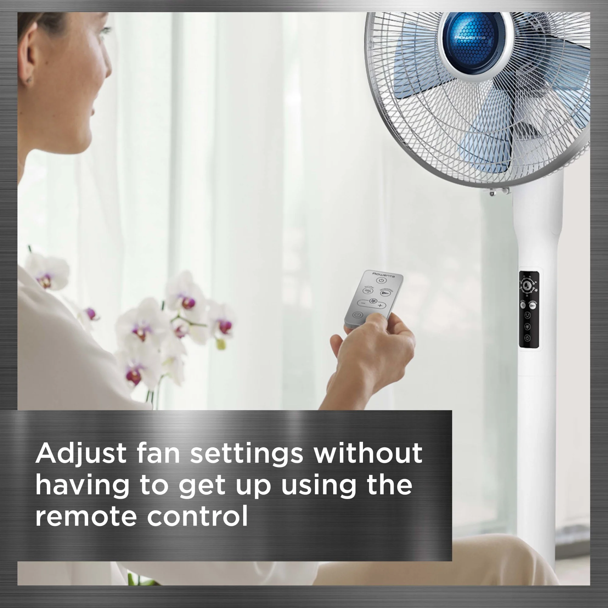 Rowenta Turbo Silence Standing Floor Fan with Remote, 53 Inch, Portable, 5 Speeds, VU5670
