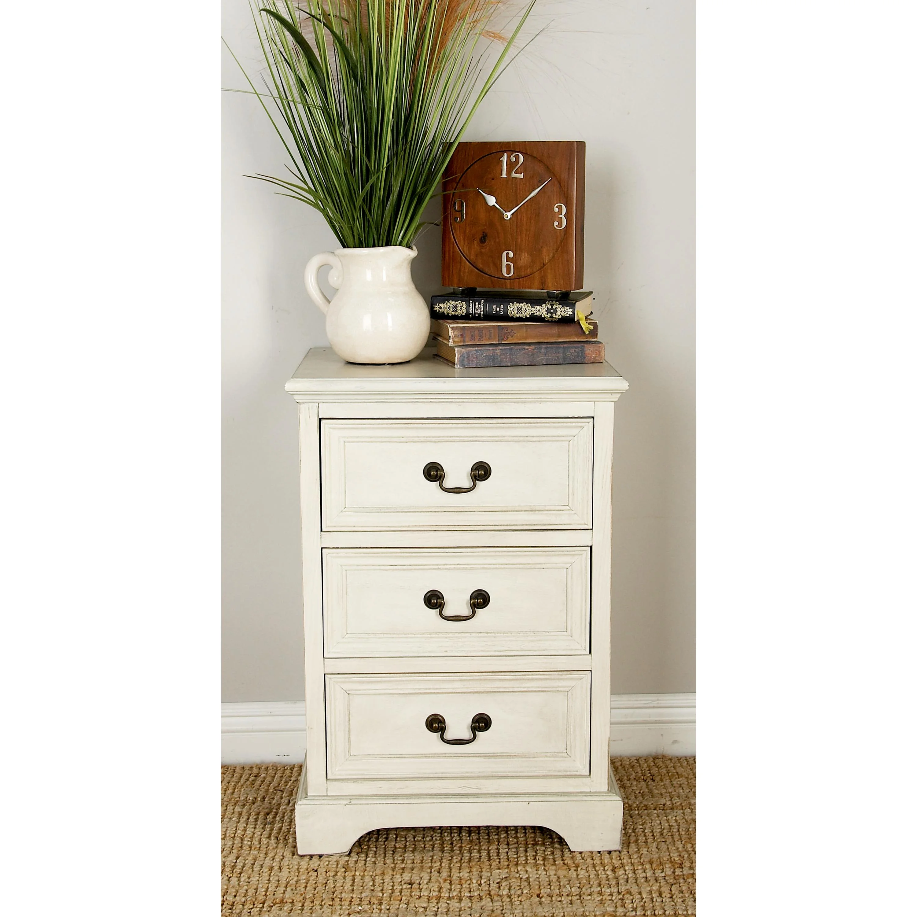 DecMode 17″ x 25″ Cream Wood 3 Drawer Cabinet, 1-Piece