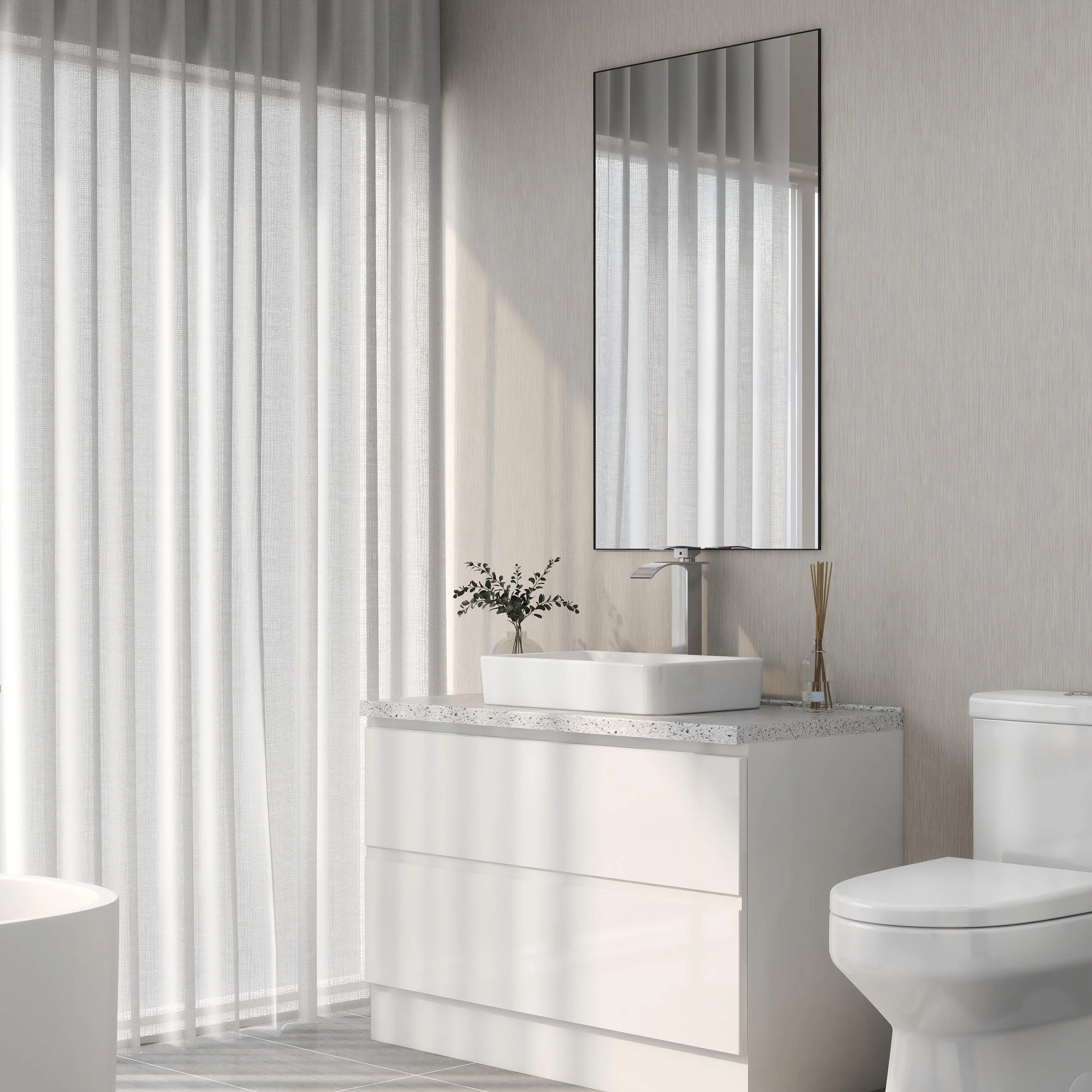 DeerValley DV-1V032 White Ceramic Rectangular Vessel Sink Above Counter White Bathroom Vanity Sink Bathroom Sink Art Basin (19.92'' L x 14'' W x 4.37'' H)