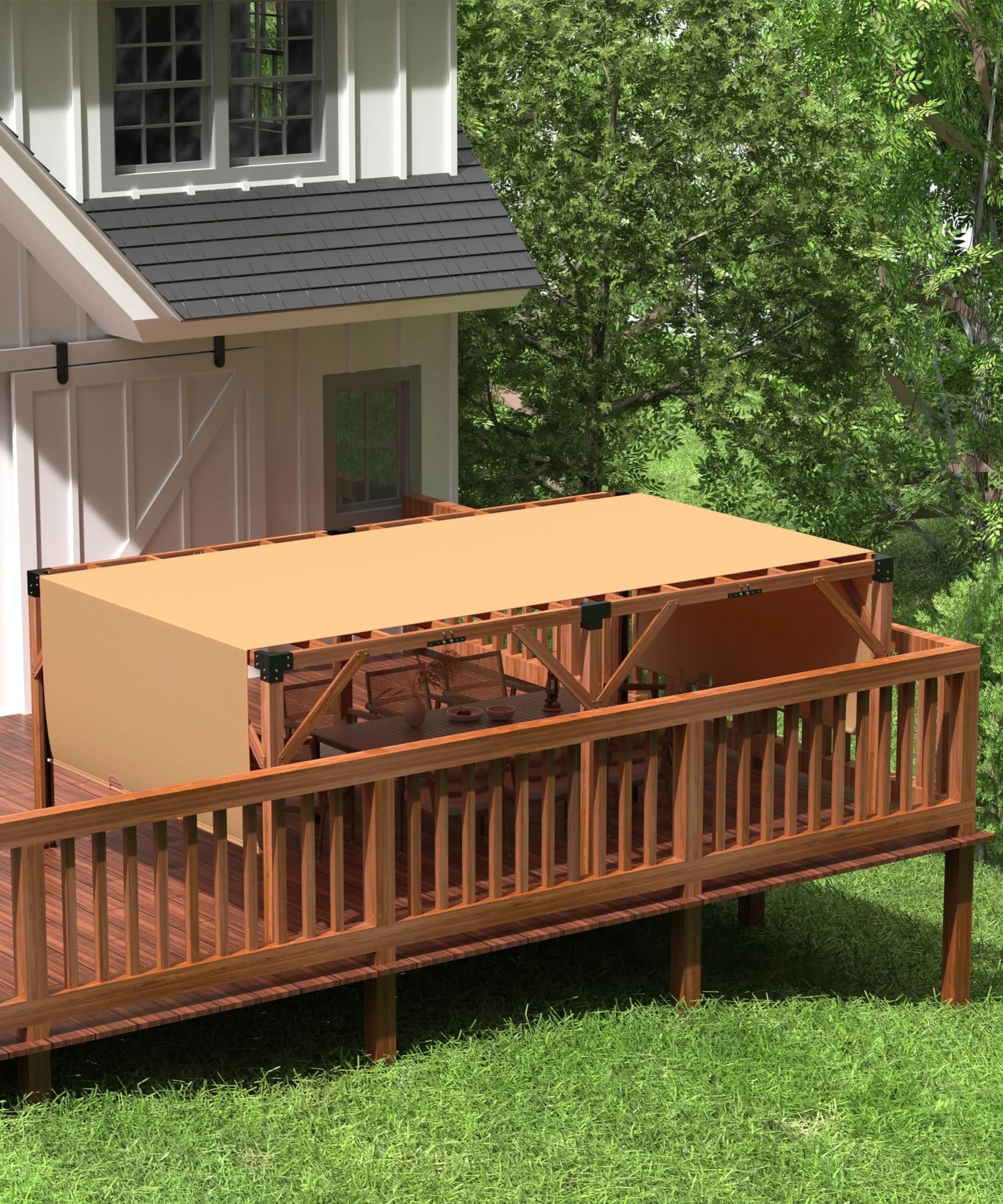 Garvee 10 x 10 feet Wood Pergola, Retractable Shade Canopy, Oak Color