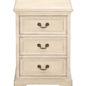 DecMode 17" x 25" Cream Wood 3 Drawer Cabinet, 1-Piece