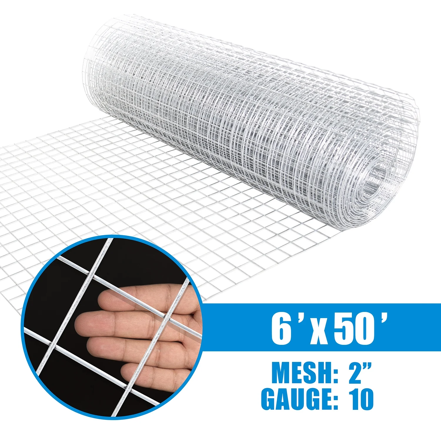 Fencer Wire Heavy Duty 10 Gauge Galvanized Welded Wire Fence, 2" x 2" Opening Mesh for Vegetables, Garden Fruits & Animals Enclosure (4 ft. x 50 ft.)