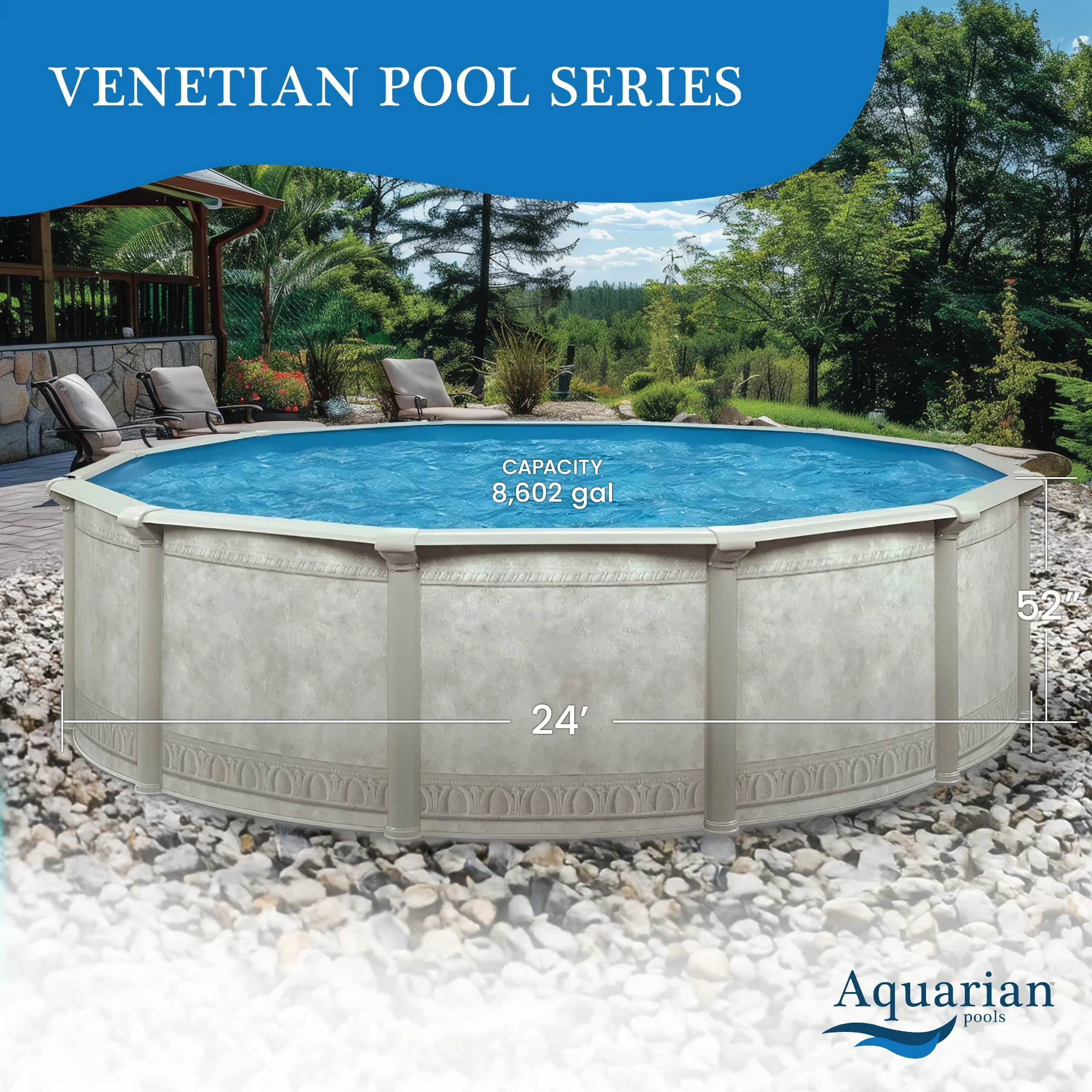 Aquarian Phoenix 18' x 52" Steel Frame DIY Family Size Above Ground Pool