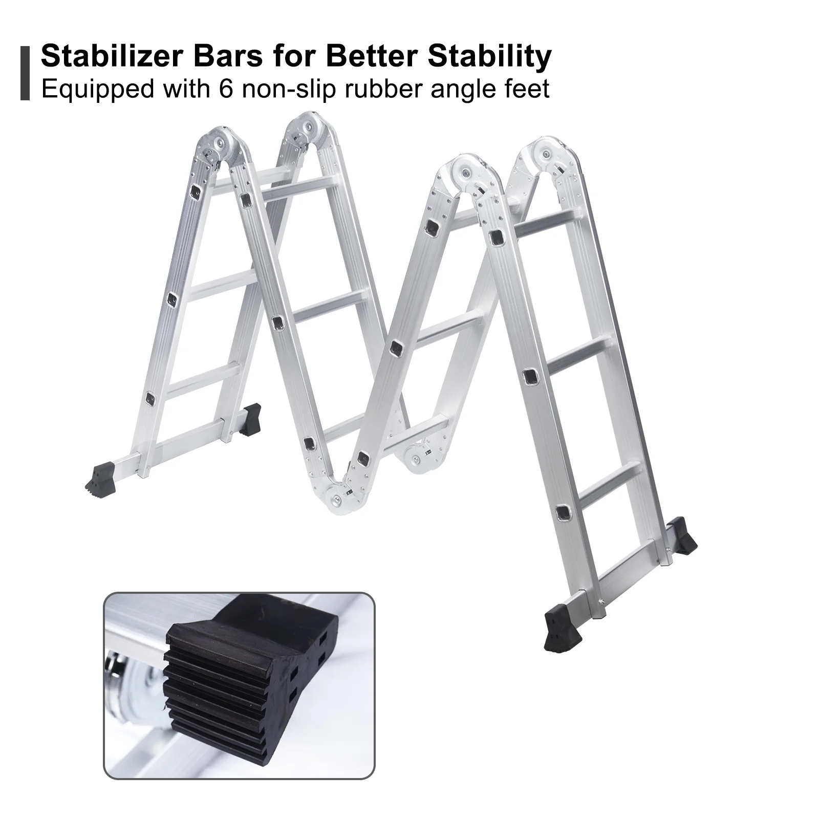 BETISEF 12.5ft 7 in 1 Multi-Purpose Ladder, Folding Aluminium Extension Ladder w/Anti-Slip Feet, EN 131 Standard 330LB Capacity