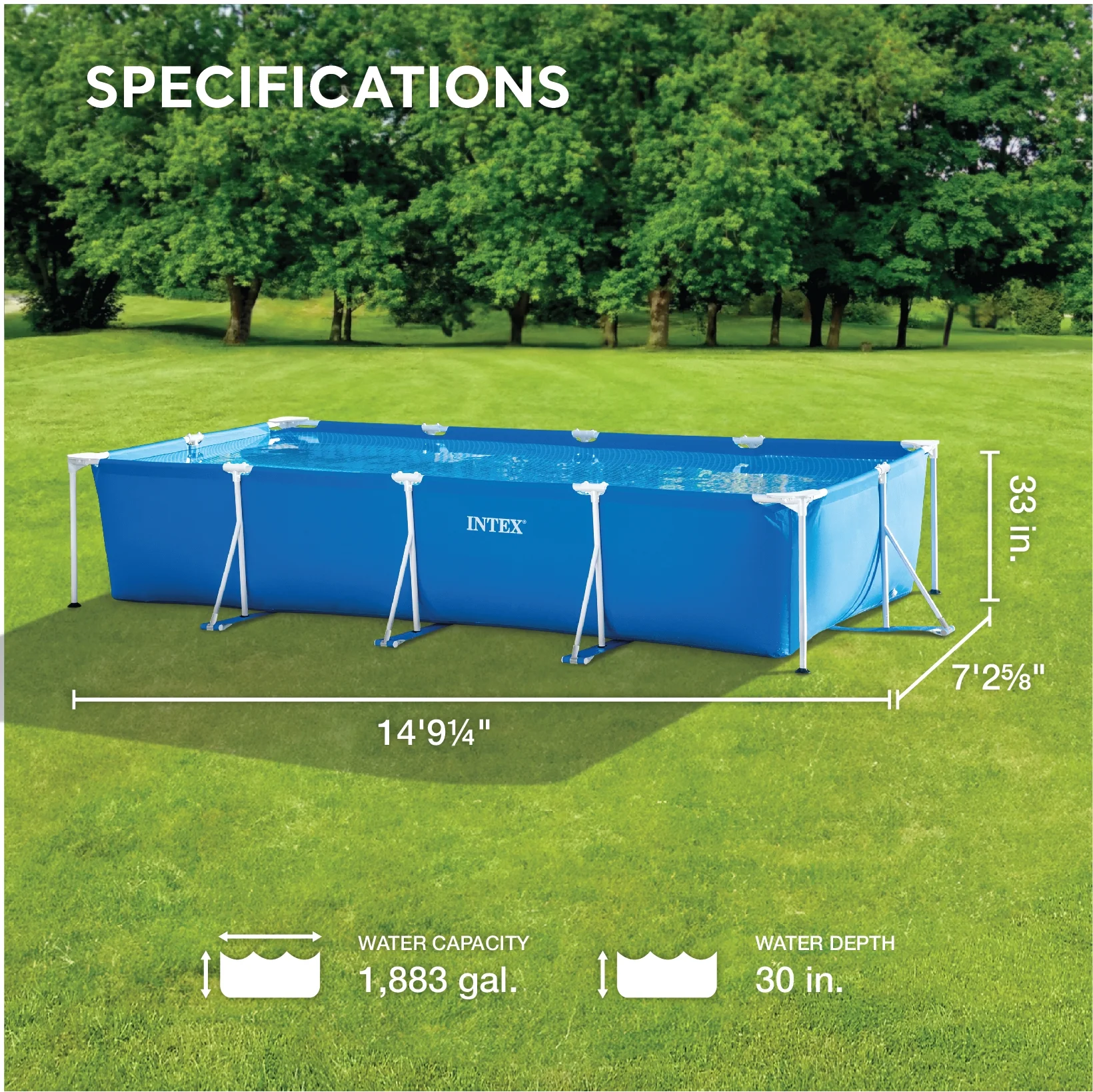 Open Box Intex 14 x 33 Rectangular Above-Ground Swimming Pool with Frame