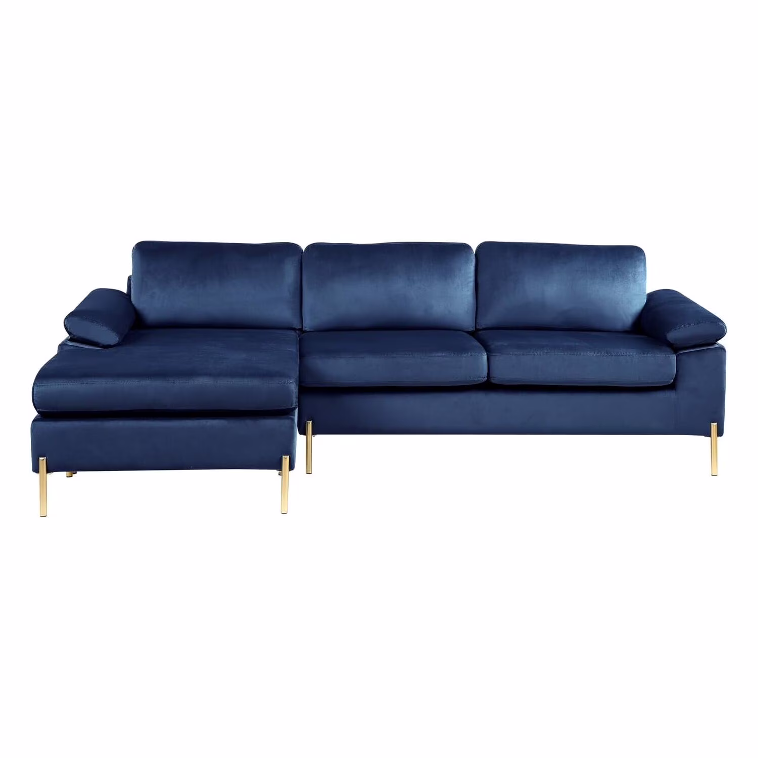 HomeStock Luxe Modern Velvet L-Shape Sectional Sofa with Square Padded Armrests, Solid Pattern Upholstery - 51.6"D x 101.2"W x 33.1"H, Comfortable and Stylish Seating for Living Room-Color:Gray/Gold