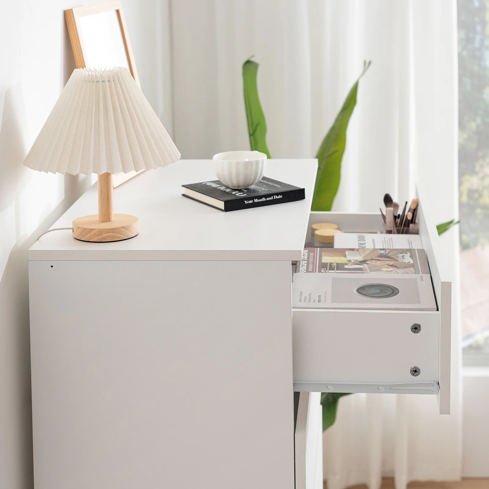 Hommpa Dresser for Bedroom, 48″H White Dresser for Closet, 5 Drawers Tall Wooden Modern Storage Chests of Drawers for Women, Living Room Furniture 27.5″L X 15.7″W X 48″H