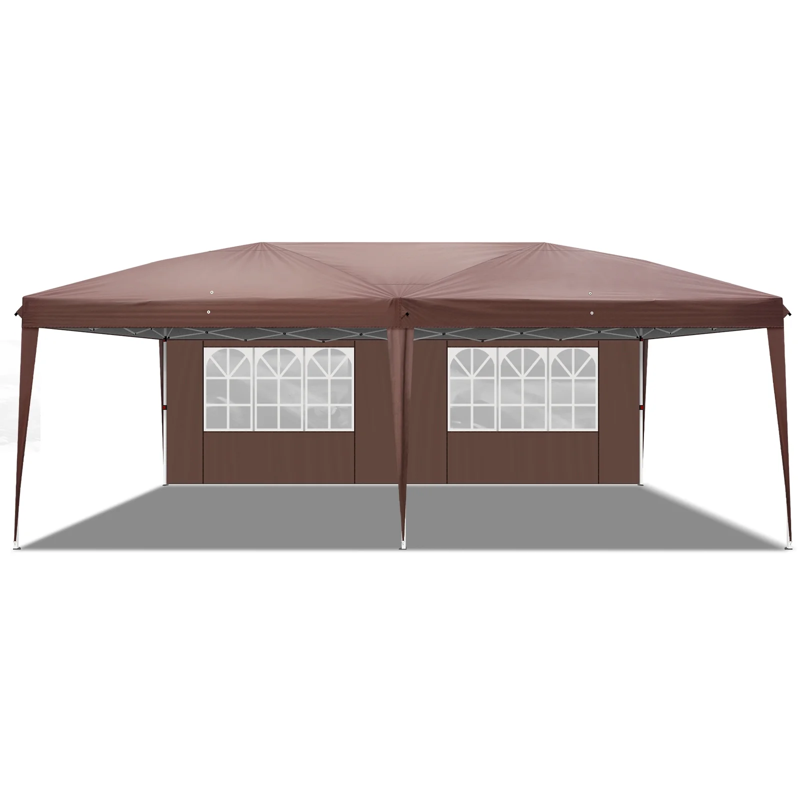 6m x 3m (20ft x 10ft) Dark Brown Waterproof Instant Pop Up Tent Portable Folding Shelter with 2 Windows, UV Protection, Heavy Duty for Camping, Outdoor Events, Market Stall, Backyard