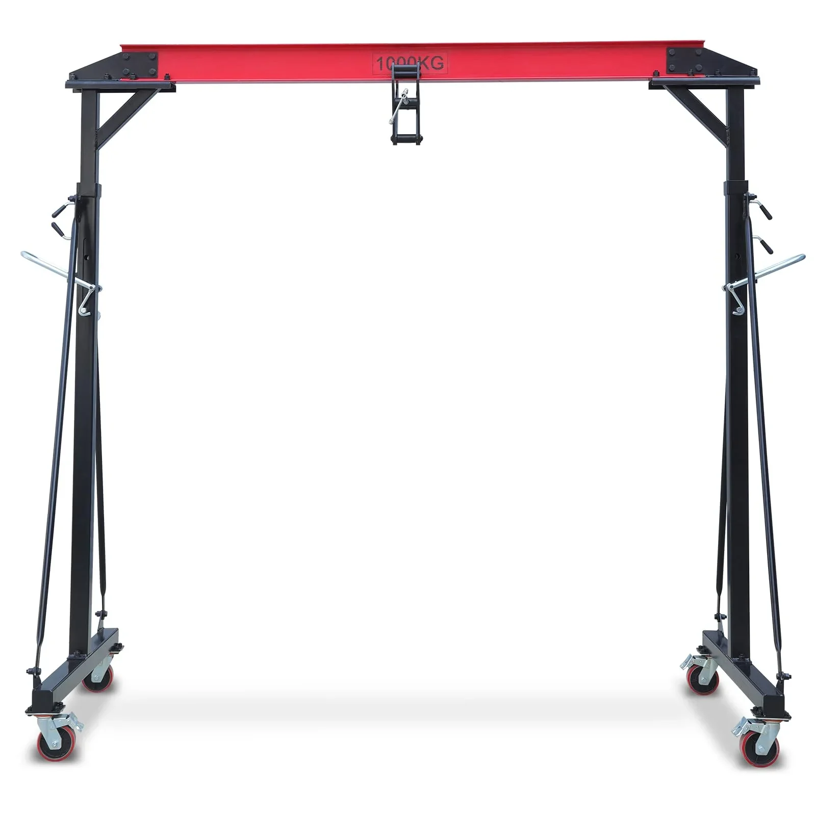 2025  1 Ton Adjustable Gantry Crane, 2200 lbs Capacity, Height Adjustable 96.5″-143.7″, Portable Hoist for Factory, Construction, Warehouse, Auto Repair