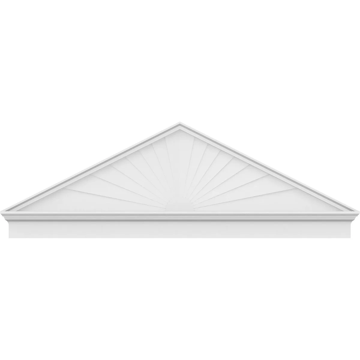 Ekena Millwork 52"W x 19-7/8"H x 2-3/4"P (Pitch 6/12) Peaked Cap Sunburst Architectural Grade PVC Combination Pediment