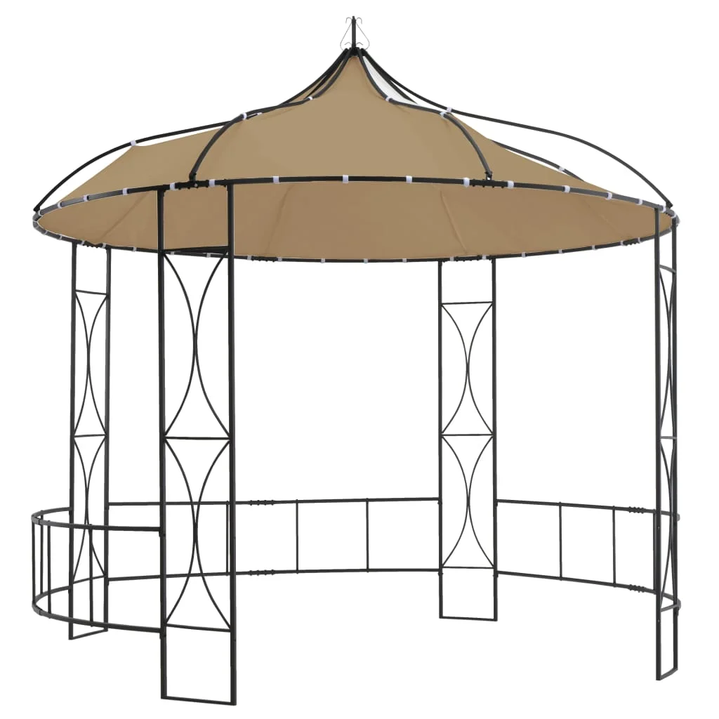 vidaXL Outdoor 9.8 x 9.5 Round Canopy Pavilion, UV & Water-Resistant, White & Black