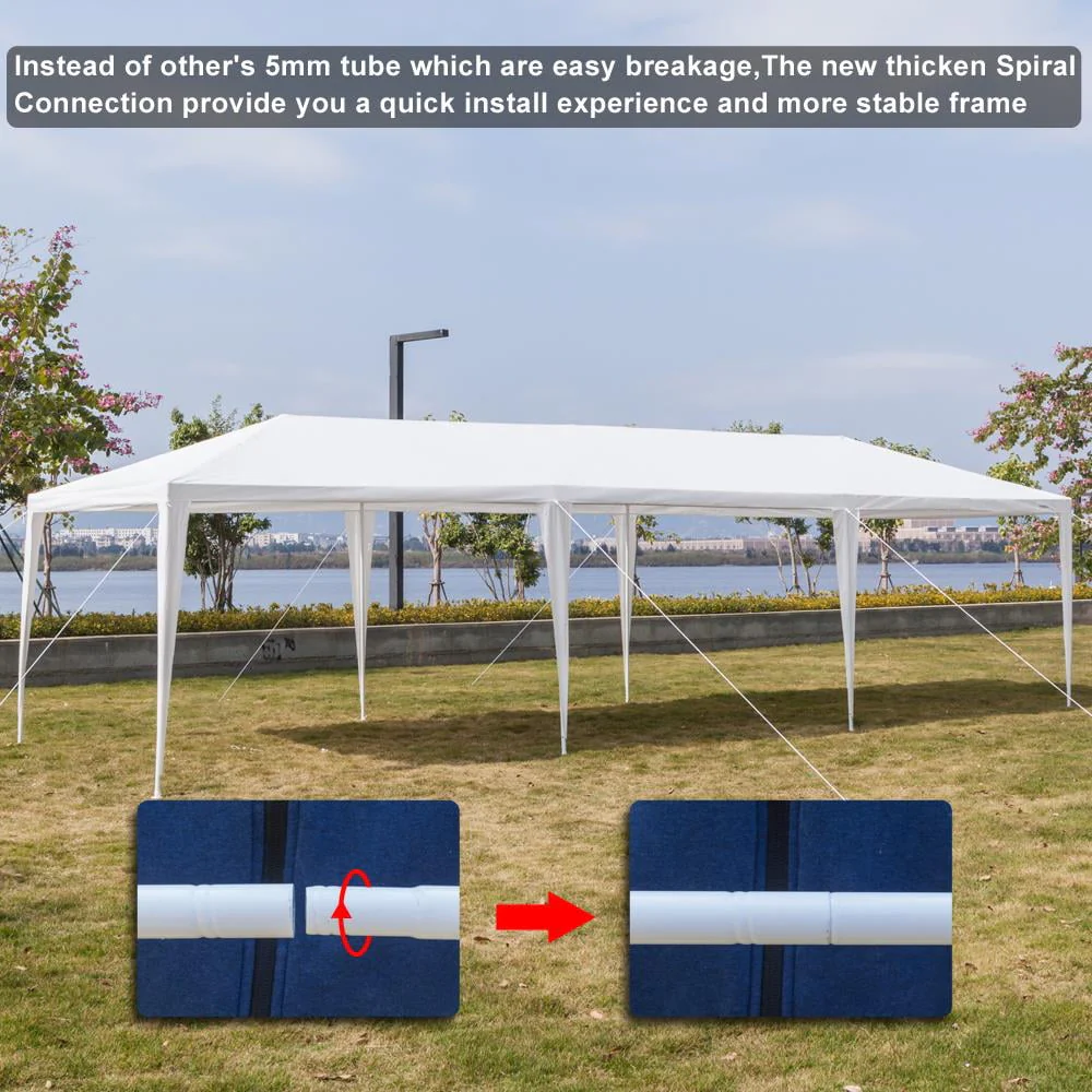 UBesGoo 10' x 30' Canopy Waterproof Party Tent Outdoor Tent 8 Sides White