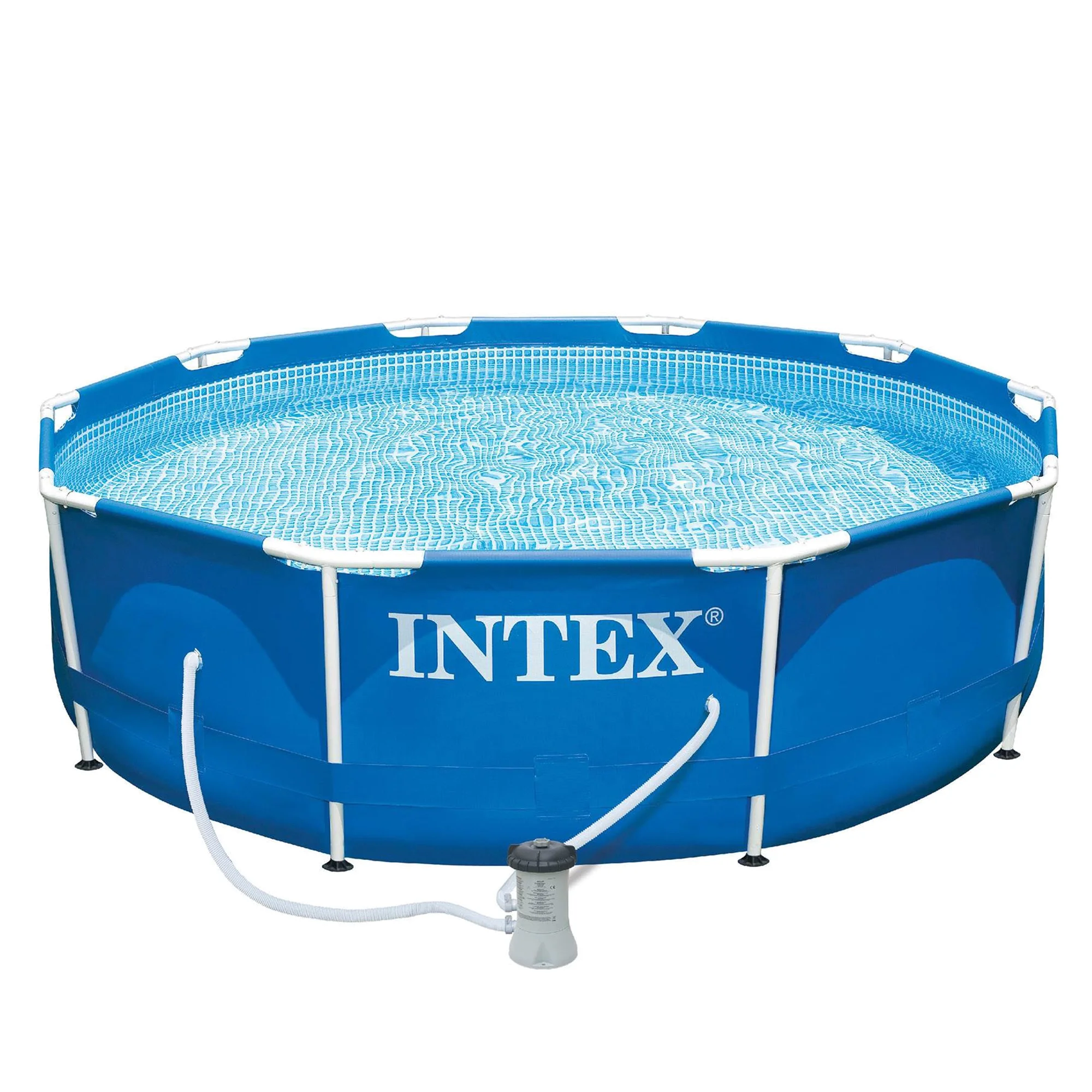 INTEX Metal Frame 10' x 30" Outdoor Swimming Pool with Filter Pump & Cover