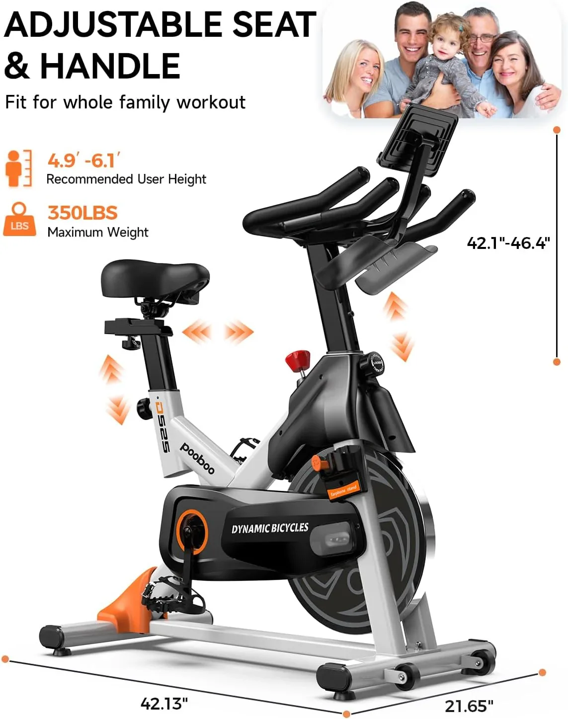 pooboo Indoor Exercise Bike With Adjustable Resistance And Belt Drive