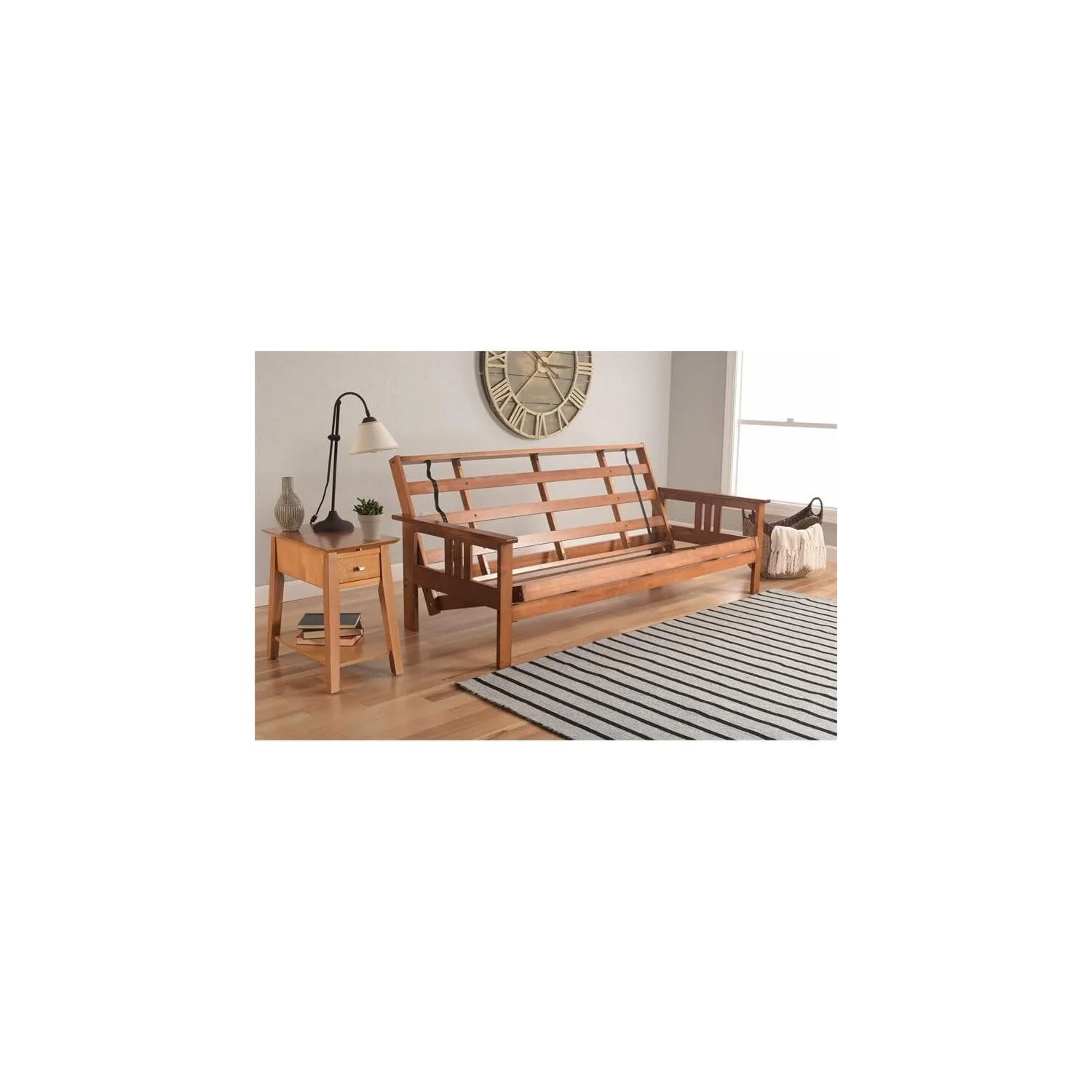 Homestock African Artifacts Full Size Futon Frame Set with Mattress, Easily Converts to Bed, Versatile Design Futon Frame for All Spaces, 33"H x 79"L x 37"D-Color:Linen Charcoal,Size:Barbados