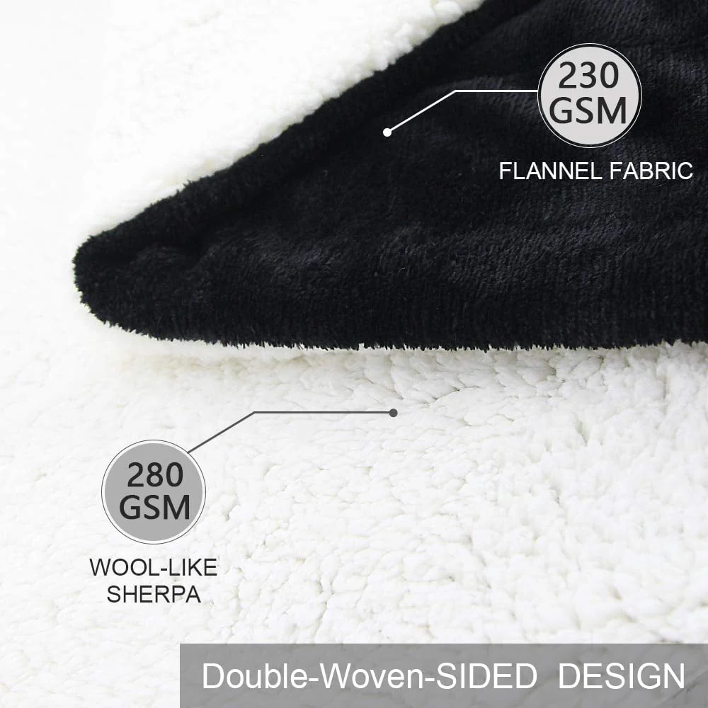 Howarmer Black, White, Multi-color Microfiber, Flannel, Fleece Throws 60" x 50"