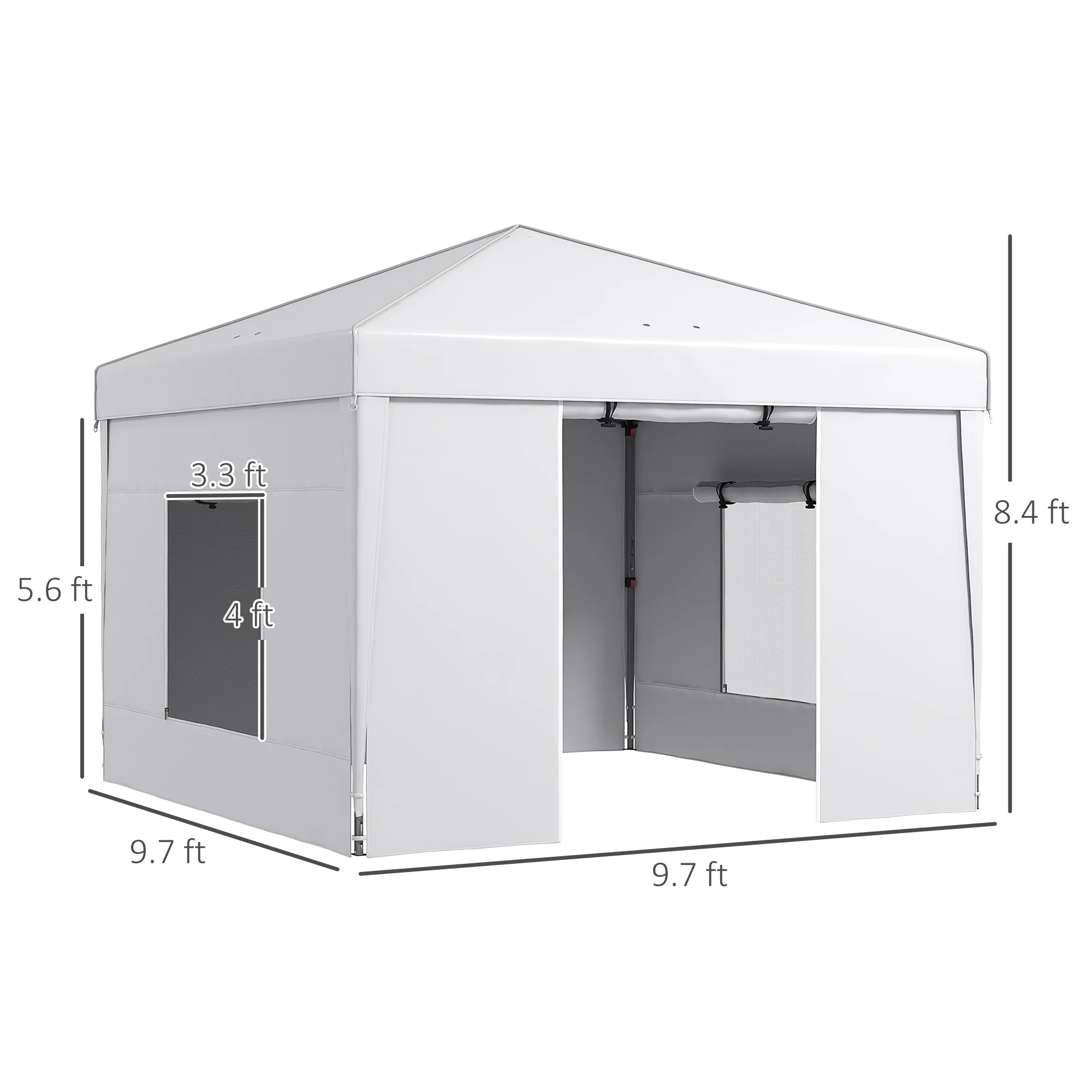 Outsunny 116.25 x 116.25 in Black Pop up Outdoor Canopies, Adjustable Height