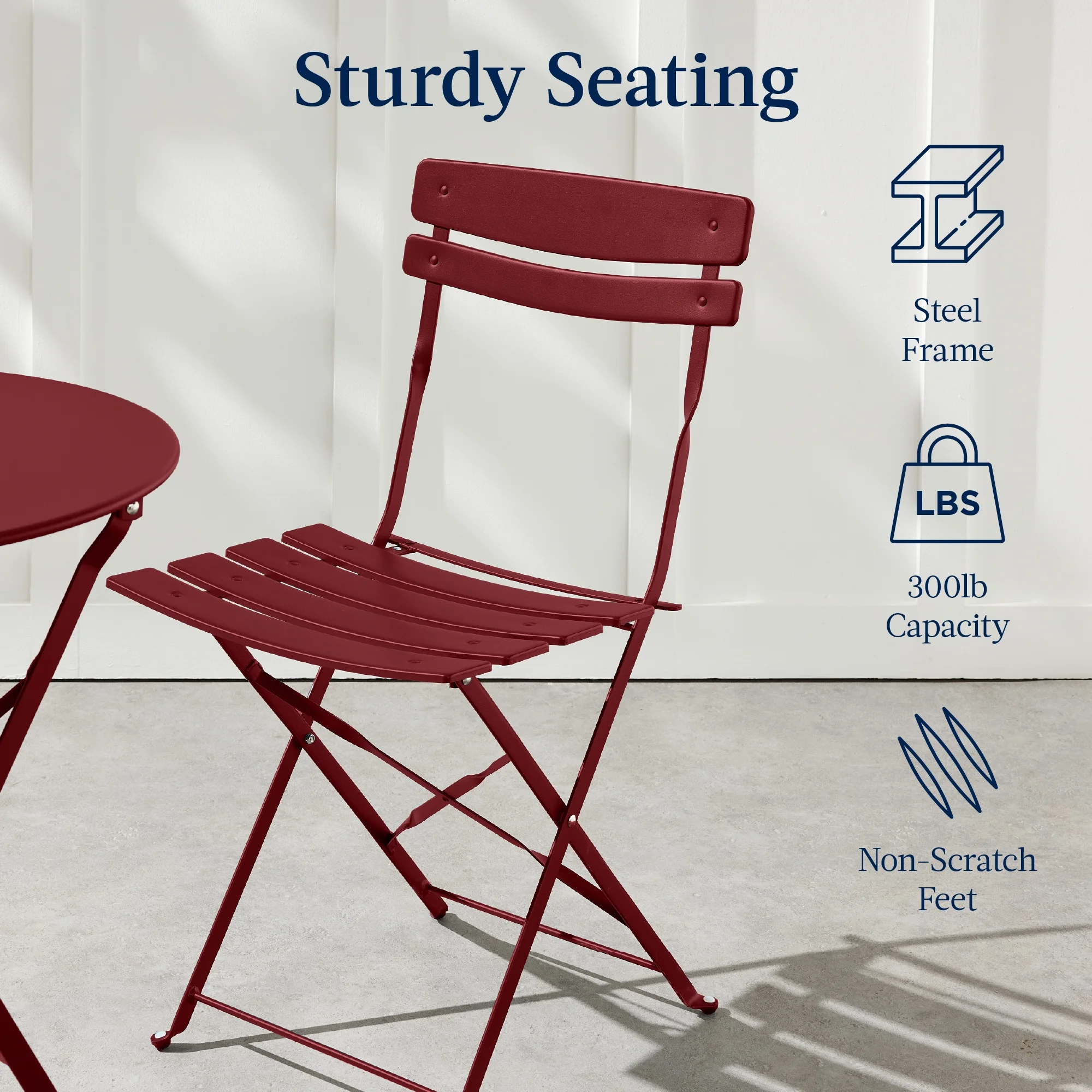 Best Choice Products 3-Piece Small Bistro Set, Folding Patio Furniture Set of 2 Chairs and Table - Black