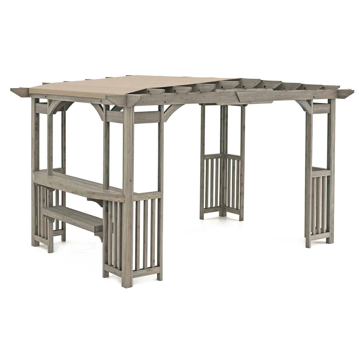 Yardistry 10 ft. x 14 ft. Madison Pergola with Bar and Sunshade