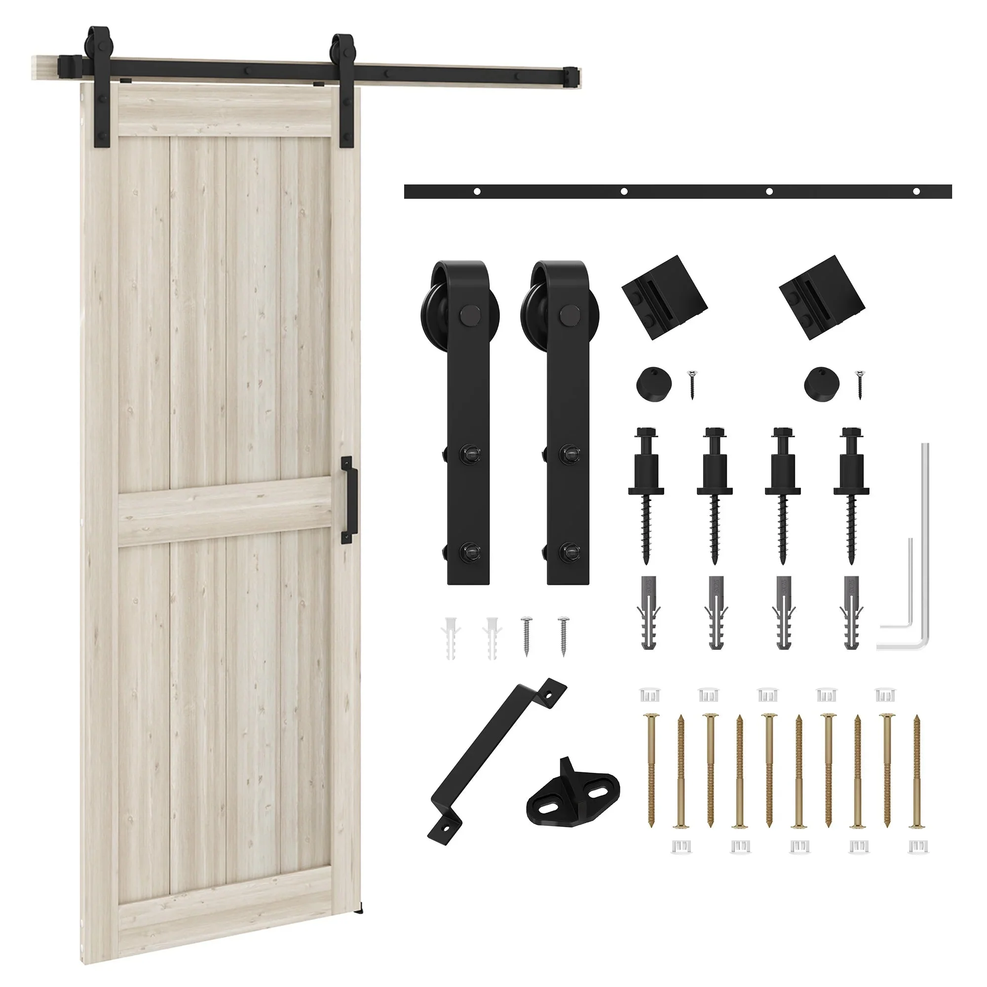 Uforic Sliding Barn Door With Hardware Kit, 48 x 84 in, Gray