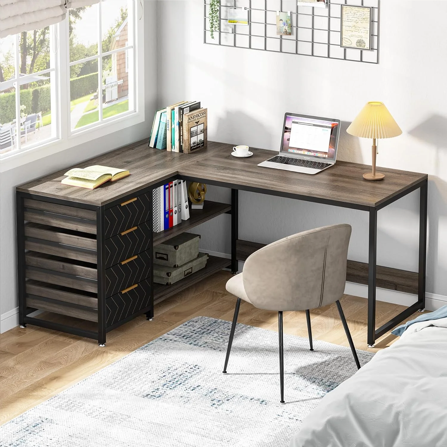 Tribesigns 59" L-Shaped Office Desk, Modern Reversible Computer Study Desk for Home Office, White