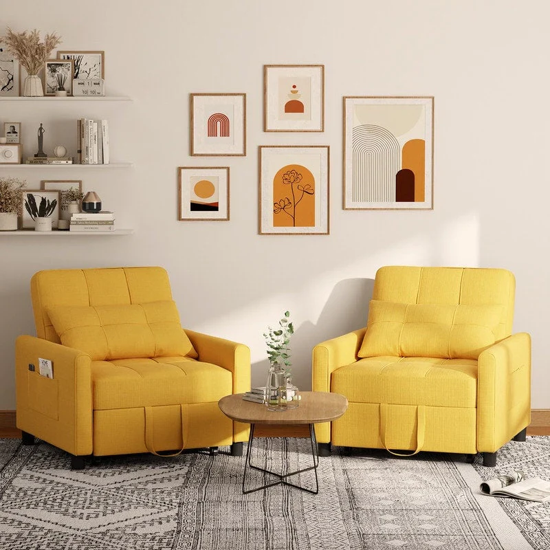 3-in-1 Adjustable Sleeper Sofa Bed, Pull Out Chair Sofa, Convertible Folding Bed for Living Room
