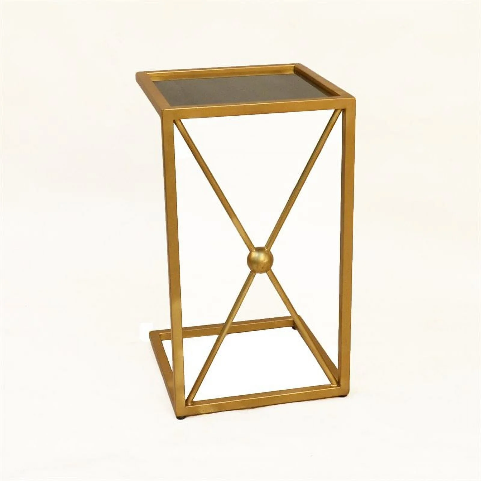 Carolina CC-1414BG-GLD Marlow C Table with X Base, Black & Gold