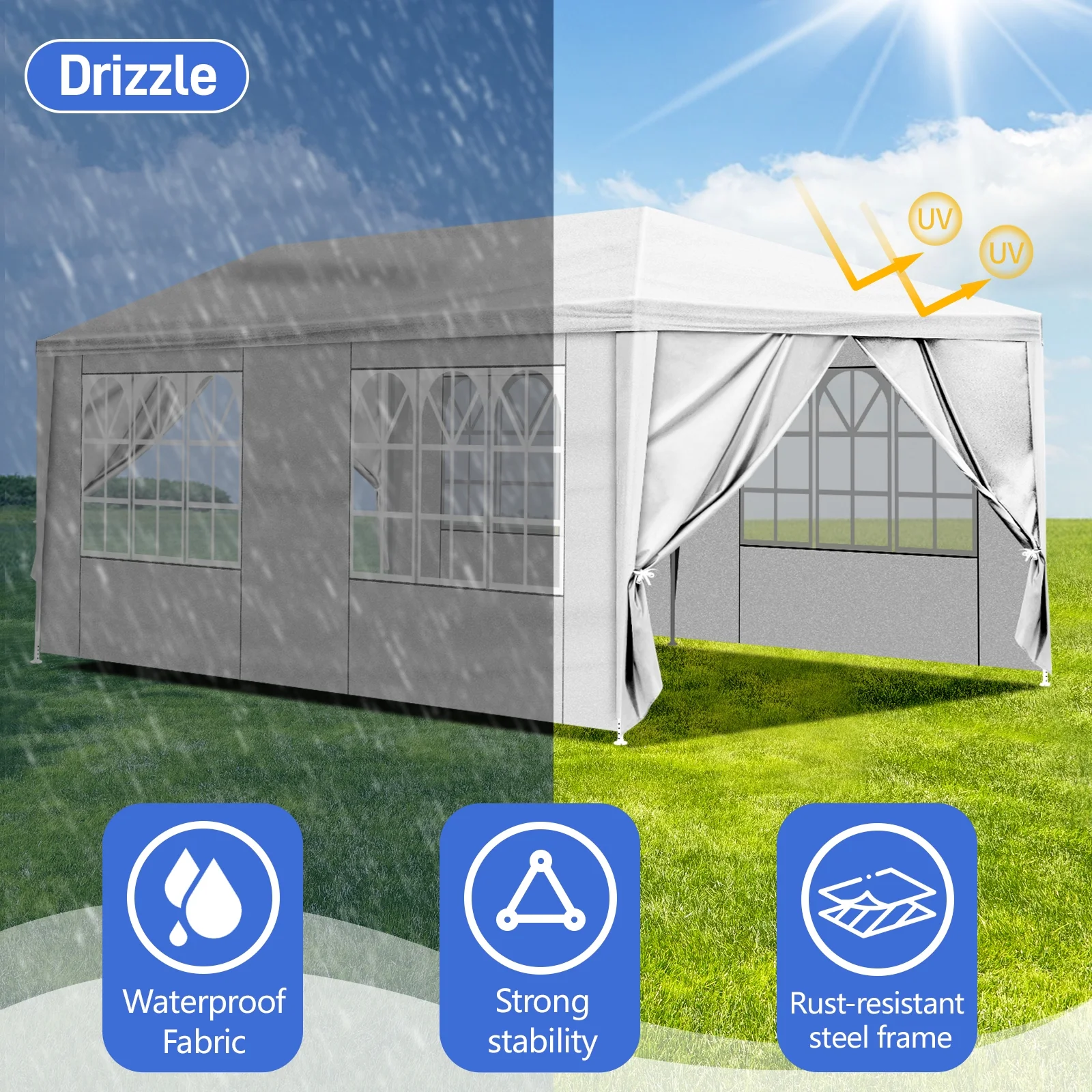 Ktaxon 10' X 20' Canopy Tent with 6 Side Walls for Party Wedding Camping and BBQ
