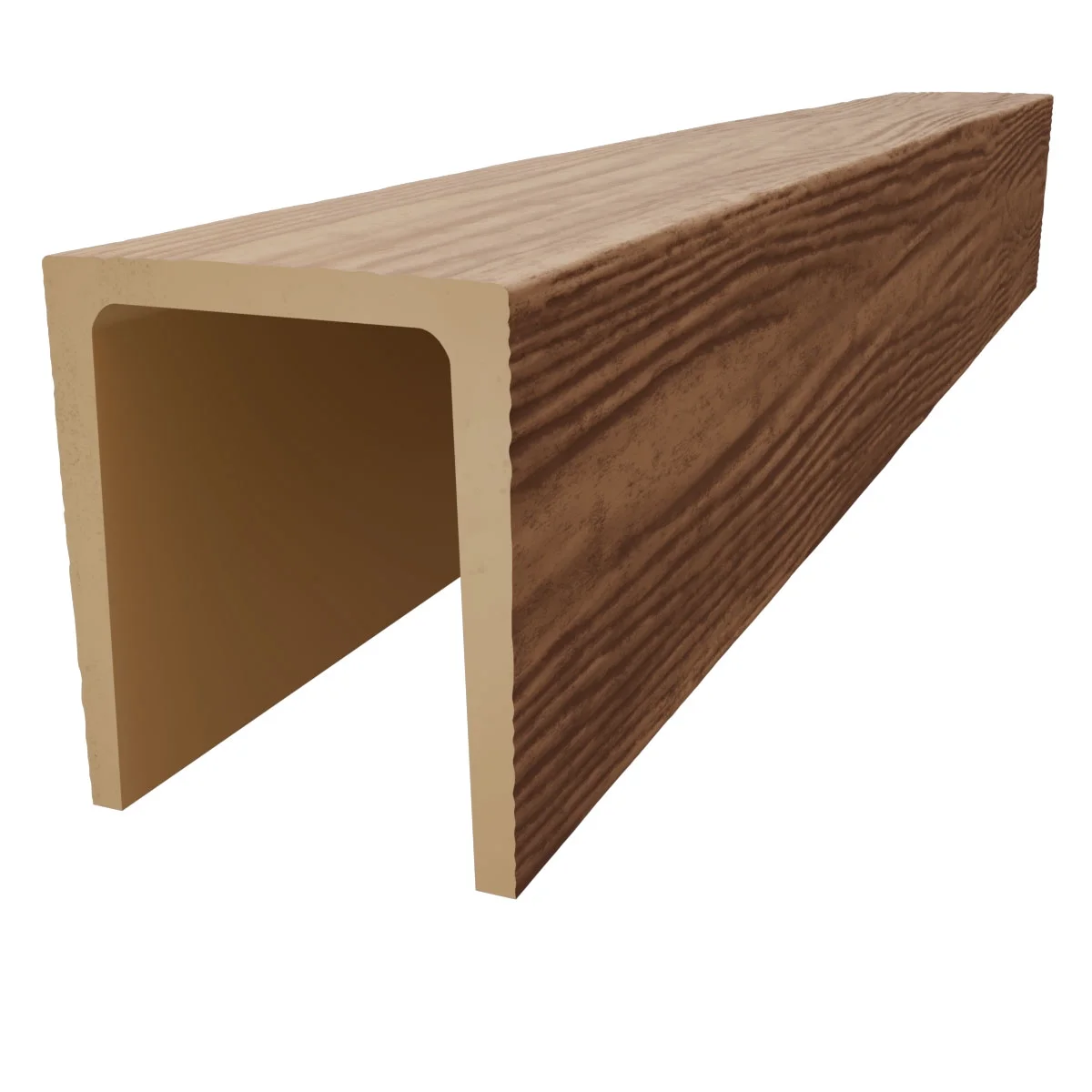 Ekena Millwork 3 1/2"W x 3 1/2"H x 120"L 3-Sided (U-Beam) Mena HeritageTimber Faux Wood Ceiling Beam, Kona Brown