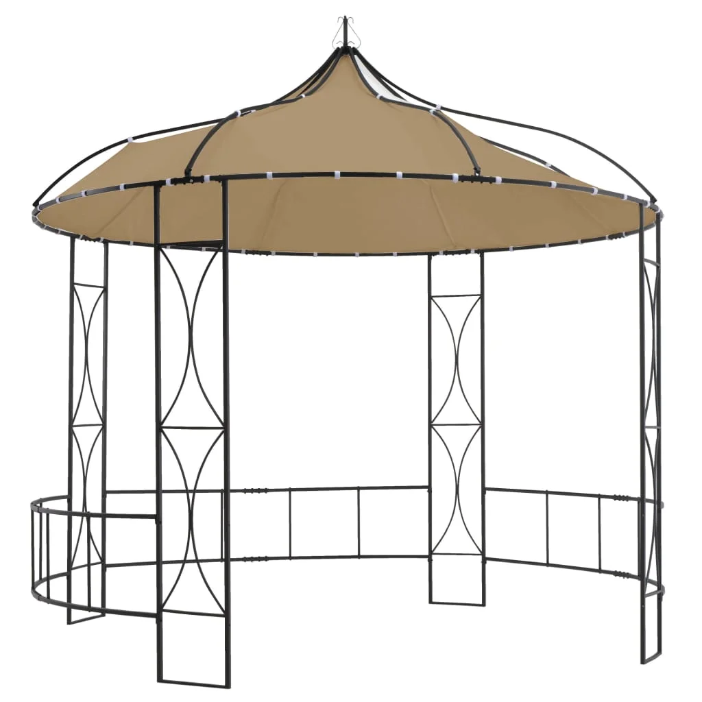 vidaXL Outdoor 9.8 x 9.5 Round Canopy Pavilion, UV & Water-Resistant, White & Black