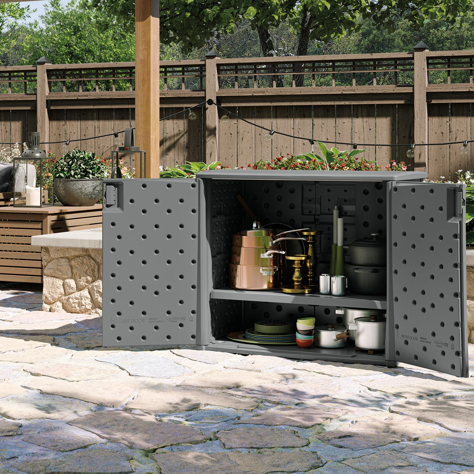 Suncast Outdoor 97-gallon Cabinet Deck Storage Box, Gray