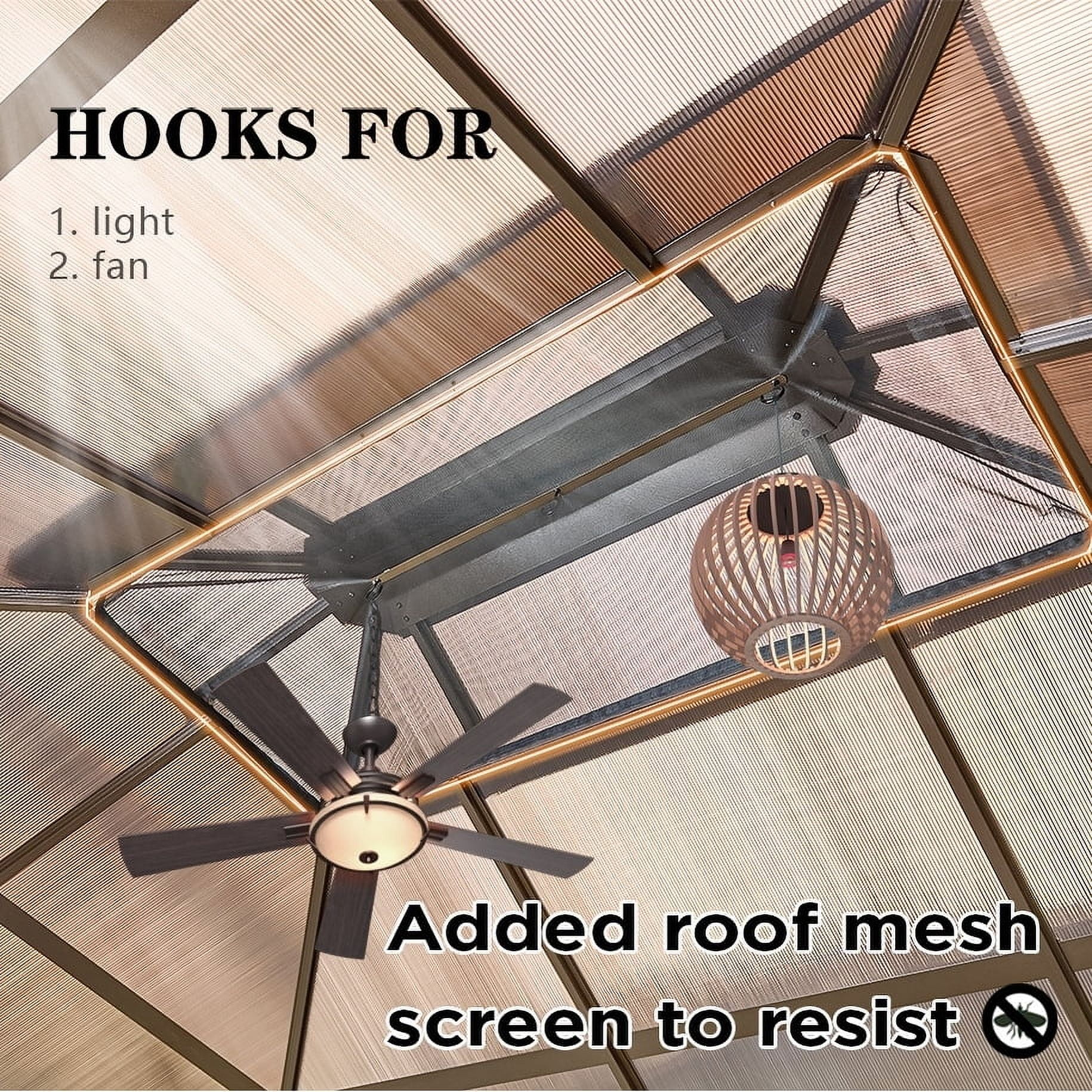Erommy 10' x 13' Double Roof Hardtop Gazebo, Aluminum Frame Polycarbonate Roof