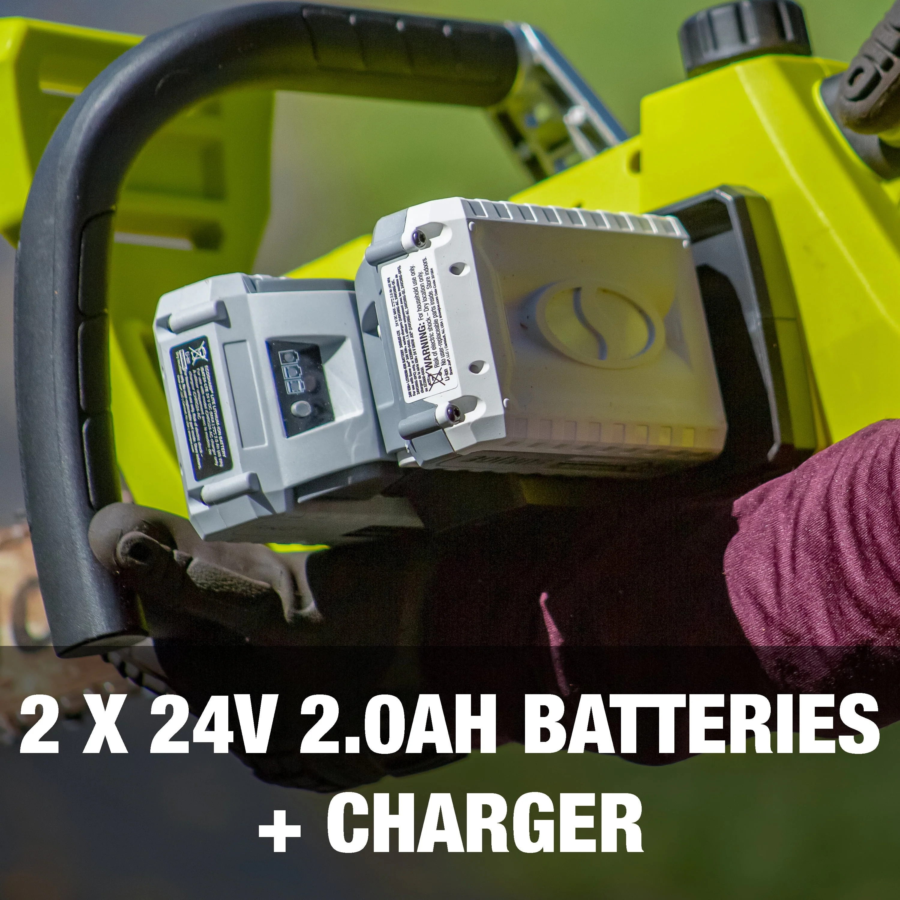 Sun Joe 48V Cordless 16-inch Chainsaw, 2 x 2.0-Ah Batteries & Charger